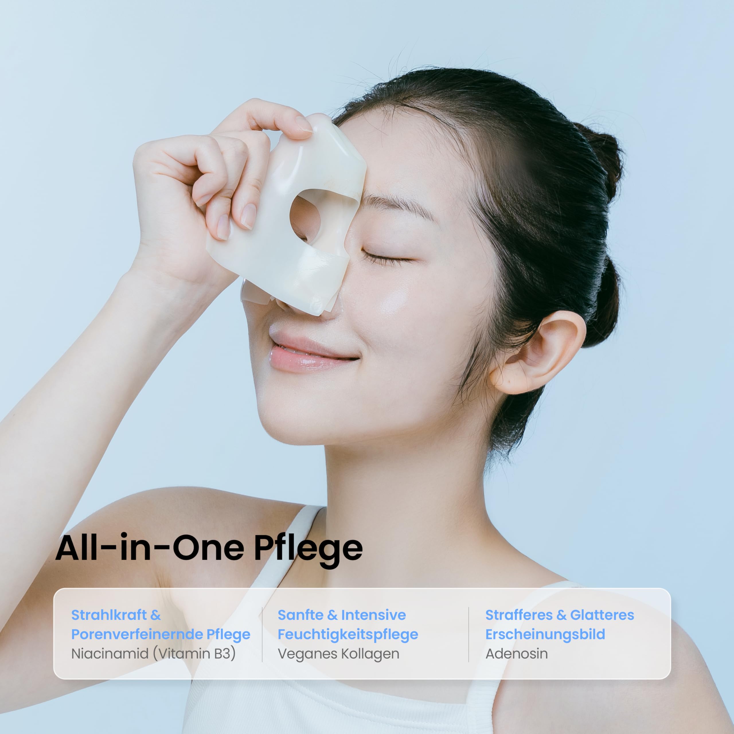 caraseoul Glowganic Pro Collagen Hydrogel Maske - Koreanische Hautpflege | Niacinamid & Adenosin für Glass Skin & Porenverfeinerung – Vegane, für Home-Spa & Self-Care [16er Pack x 34g]