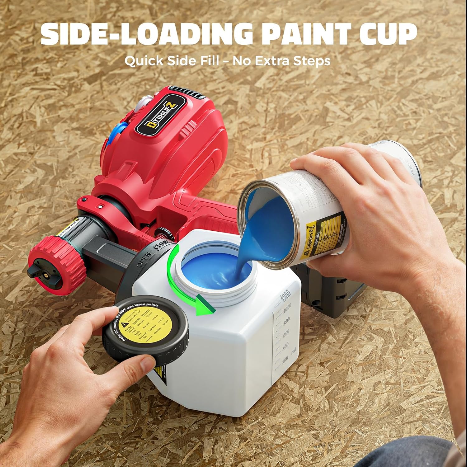 DIYtoolifz Cordless Paint Sprayer Compatible with Milwaukee 18V Battery, 1200ML Electric Spray Paint Gun with 4 Nozzles & 3 Patterns, Quick Side Fill, Easy to Clean for House Painting(Tool Only)