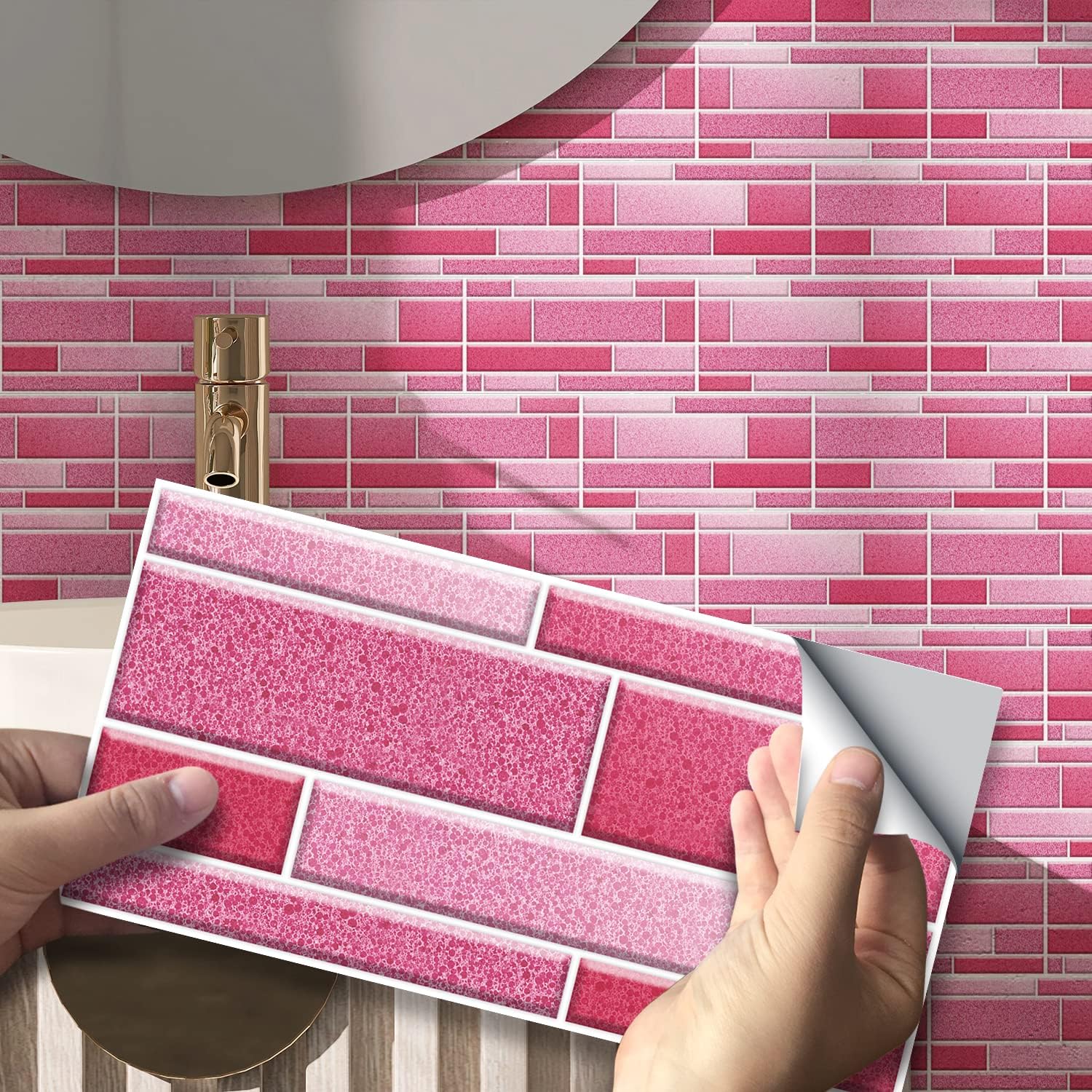 Alwayspon Marble Stone Effect Vinyl Wall Tile Transfers