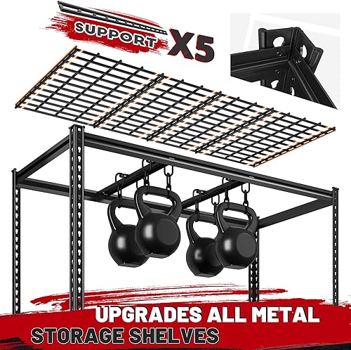 Miniatura 5 de REIBII Estantería de garaje de 55 pulgadas de ancho, estantes de almacenamiento resistentes con carga de 3000 libras, estantería de metal ajustable