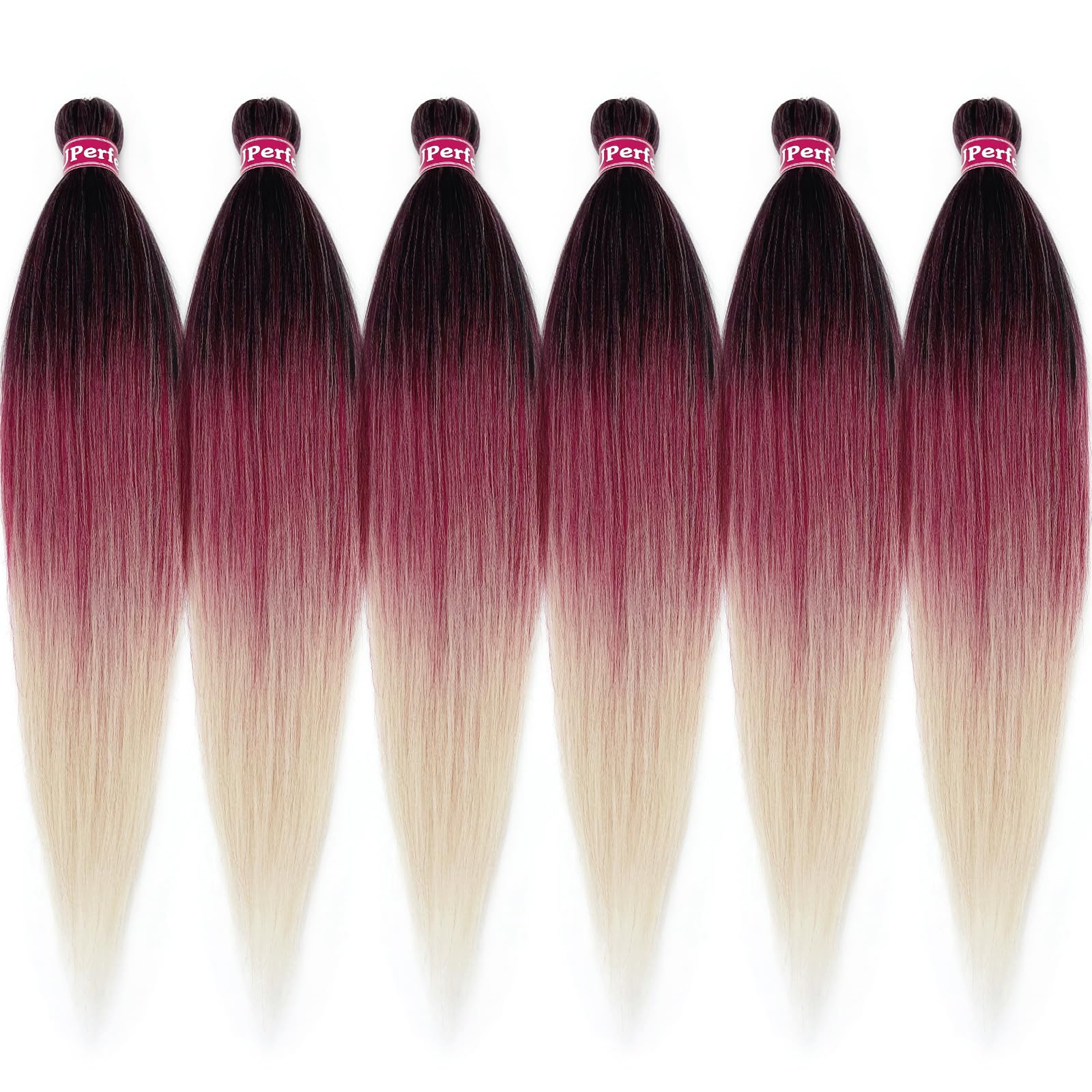 Pre Stretched Braiding Hair Ombre Black Burgundy 613 Knotless Prestretched Braiding Hair 26 inch Micro Itch-Free Yaki Long Braids