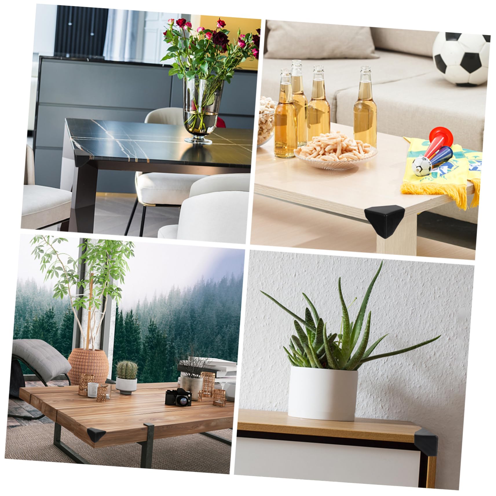 Protector Esquinas Bebes para Protección en Embalaje y Almacenamiento 100 Piezas de Plástico Negro Reutilizables para Muebles y Escritorios
