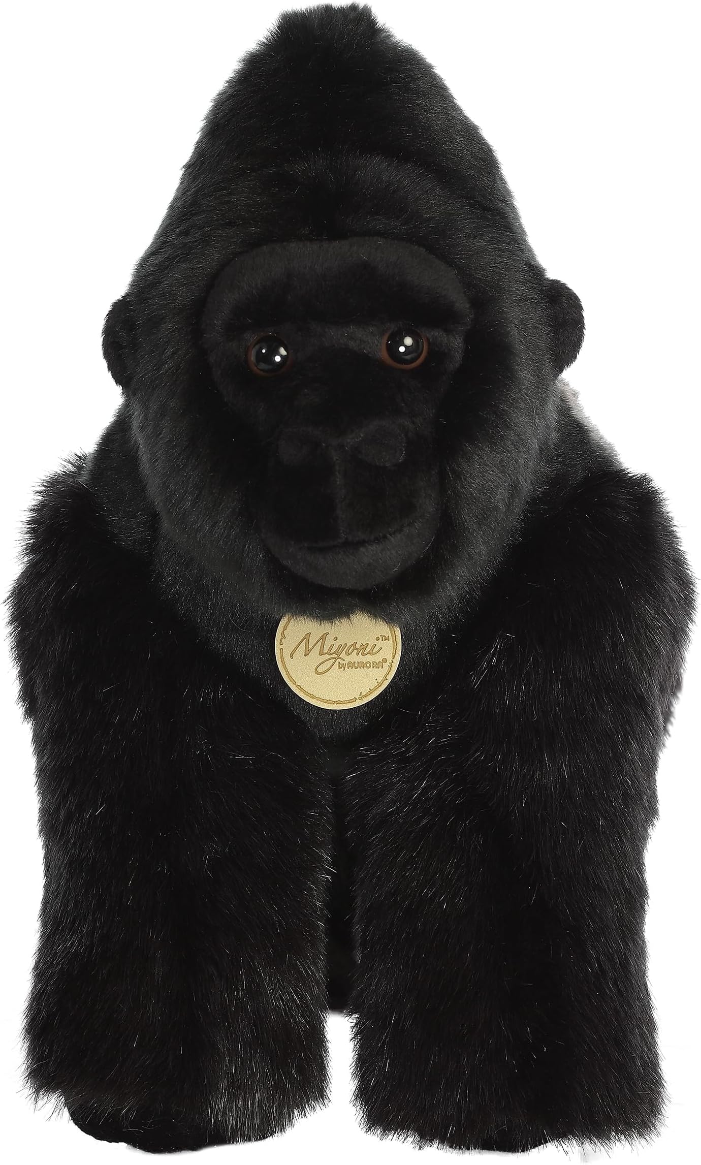 Aurora® Realistic Miyoni® Silverback Gorilla Stuffed Animal - Lifelike Details Make a Cherished Companion - Perfect for Decorating Bedrooms or Classrooms - Black 12 Inches