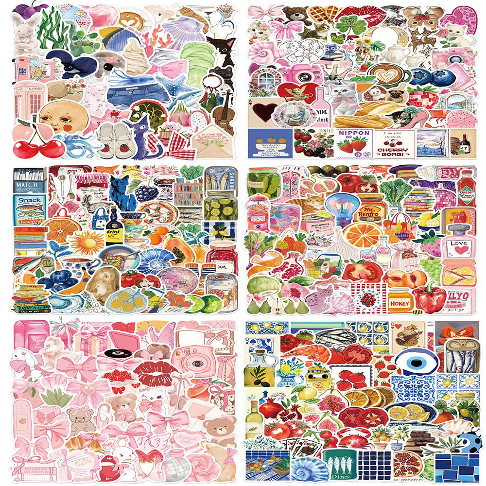 300pcs Cute Aesthetics Sticker for Teen Girl Adult Laptop Water Bottle, Skateboard Phone Guitar Travel Case Bike Notebook Helmet