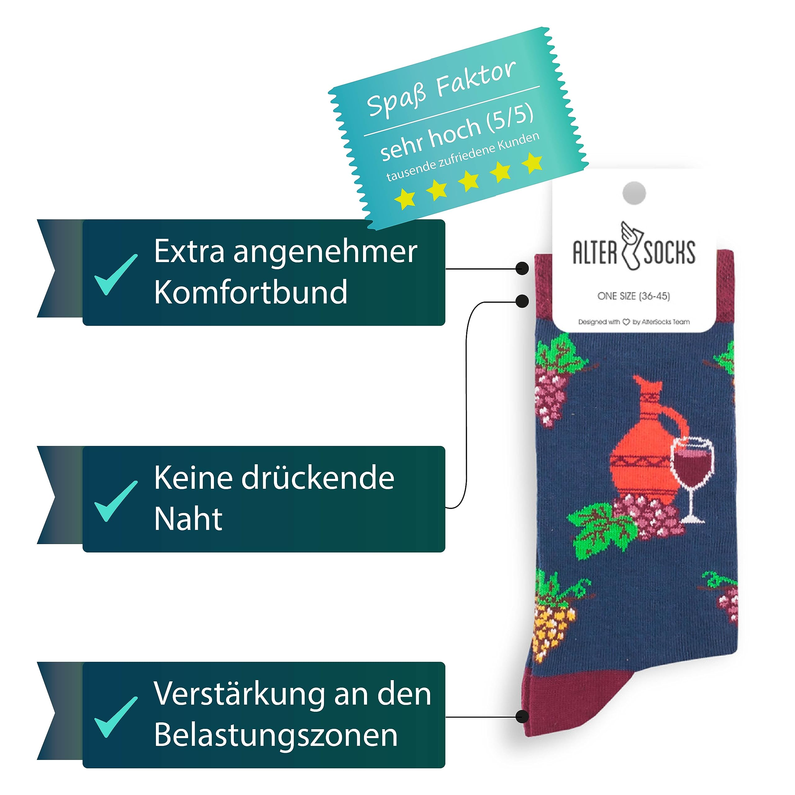 ALTER SOCKS Calzini da uomo e da donna di Altersocks, regalo pazzesco - calzini di cotone taglia unica