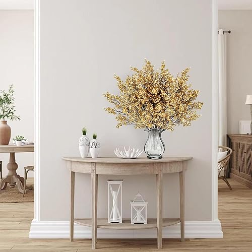 Vista 68 de Sggvecsy 15 piezas de flores artificiales de aliento de bebé, ramos de gypsophila a granel, flores de seda falsas de tacto real para el hogar, Negro