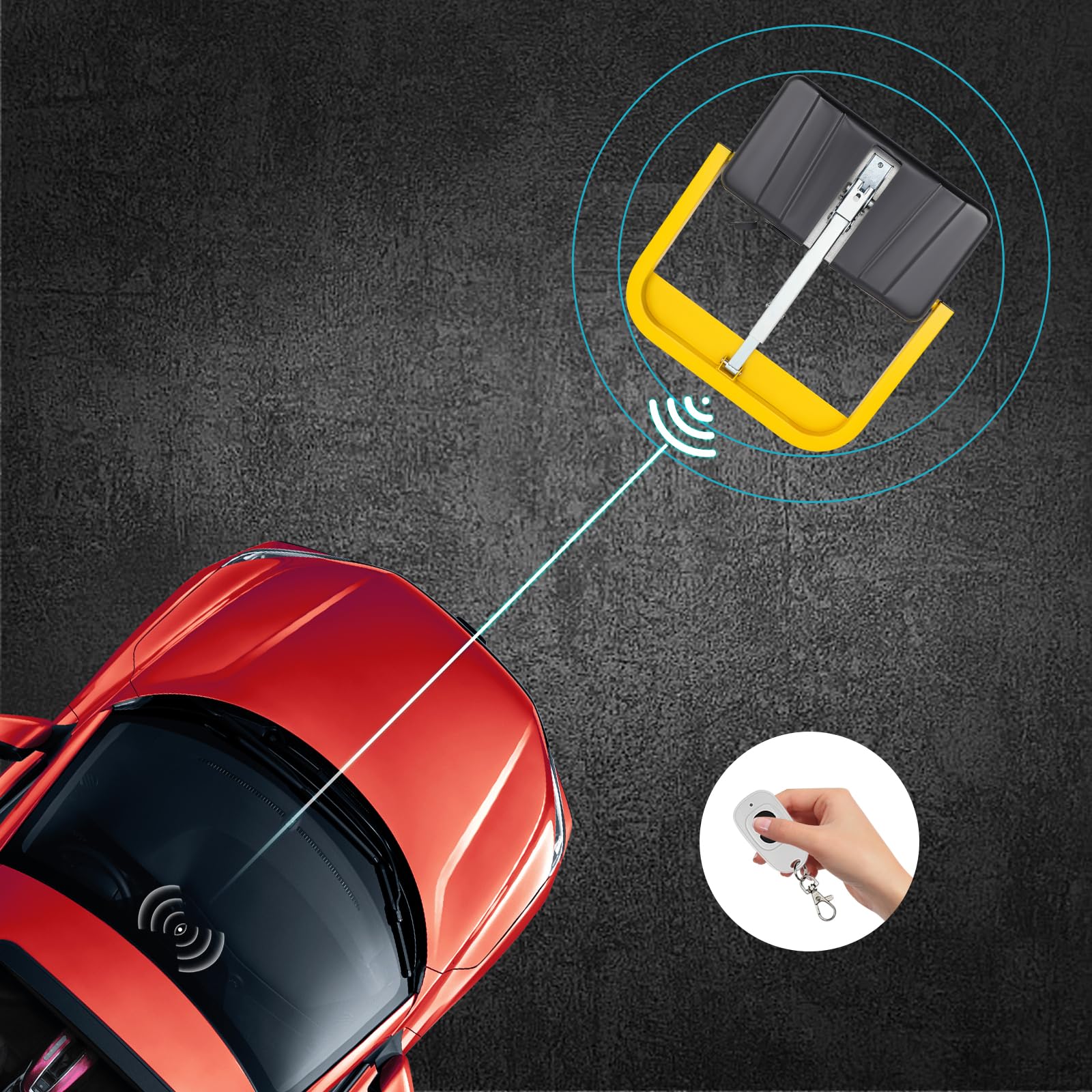 Blocco parcheggio elettronico automatico con telecomando, classe di protezione IP67, capacità di carico 3T, collegamento a tre colonne, protezione buffer 25°, portata 15 m per aree residenziali e