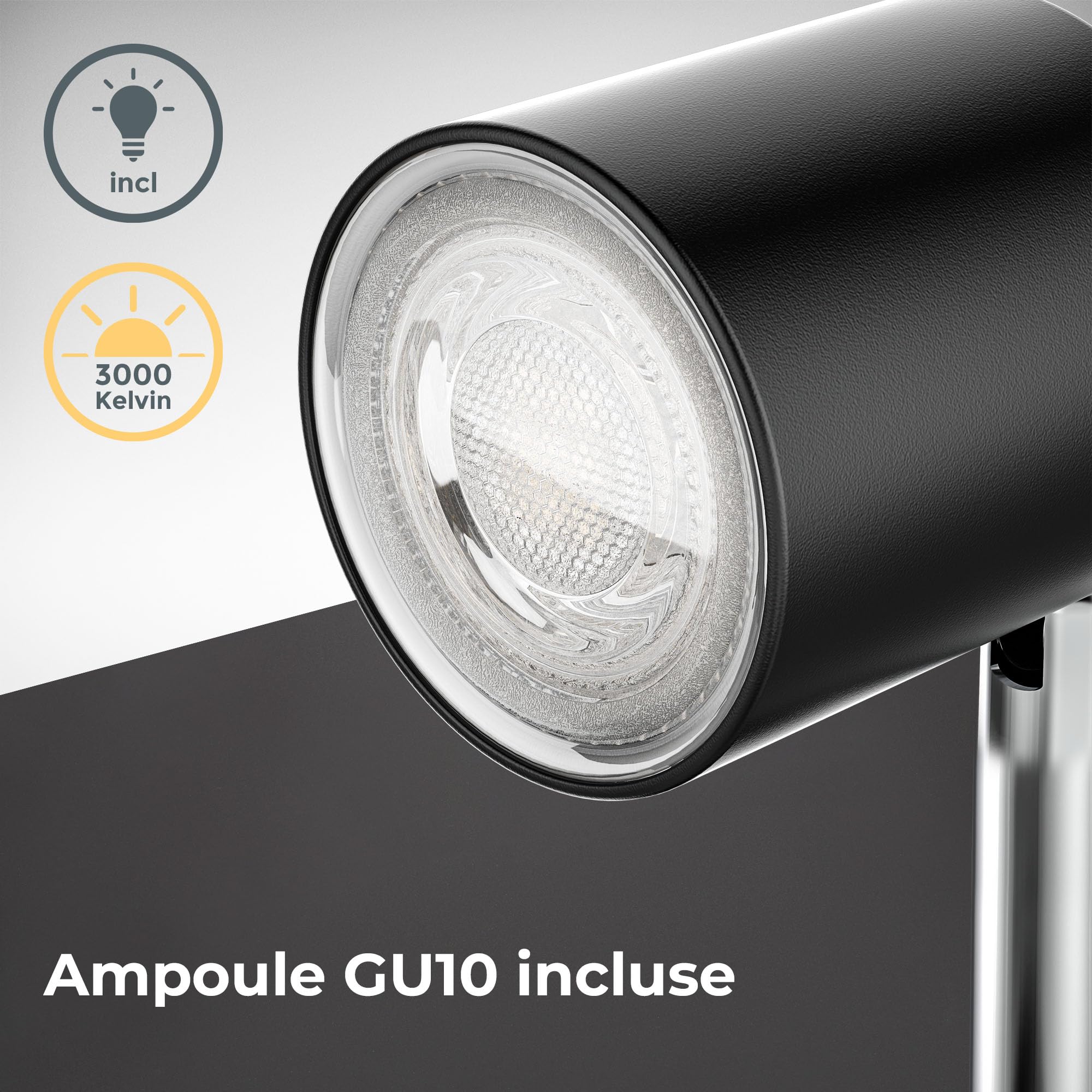 B.K.Licht - Lampe à pince LED - Lampe de table avec ampoule 5W GU10 - Lampe de lecture - noir 14,6 cm