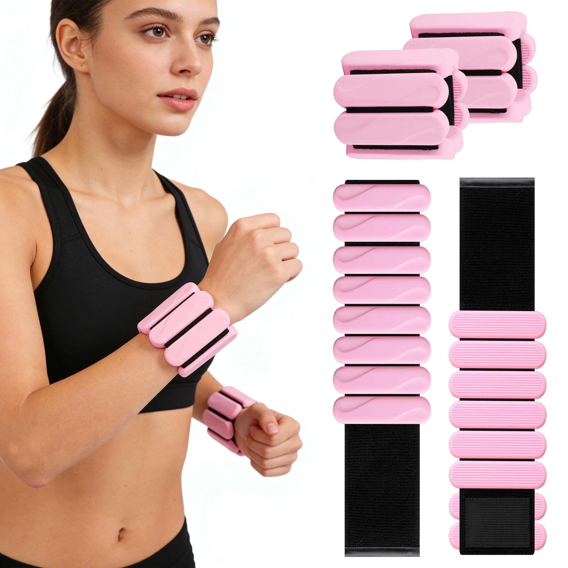 2PCS Adjustable Ankle Wrist Weights for Women, Wearable Strong Arm and Leg Weights Bracelet for Yoga, Pilates, Dance, Exercise