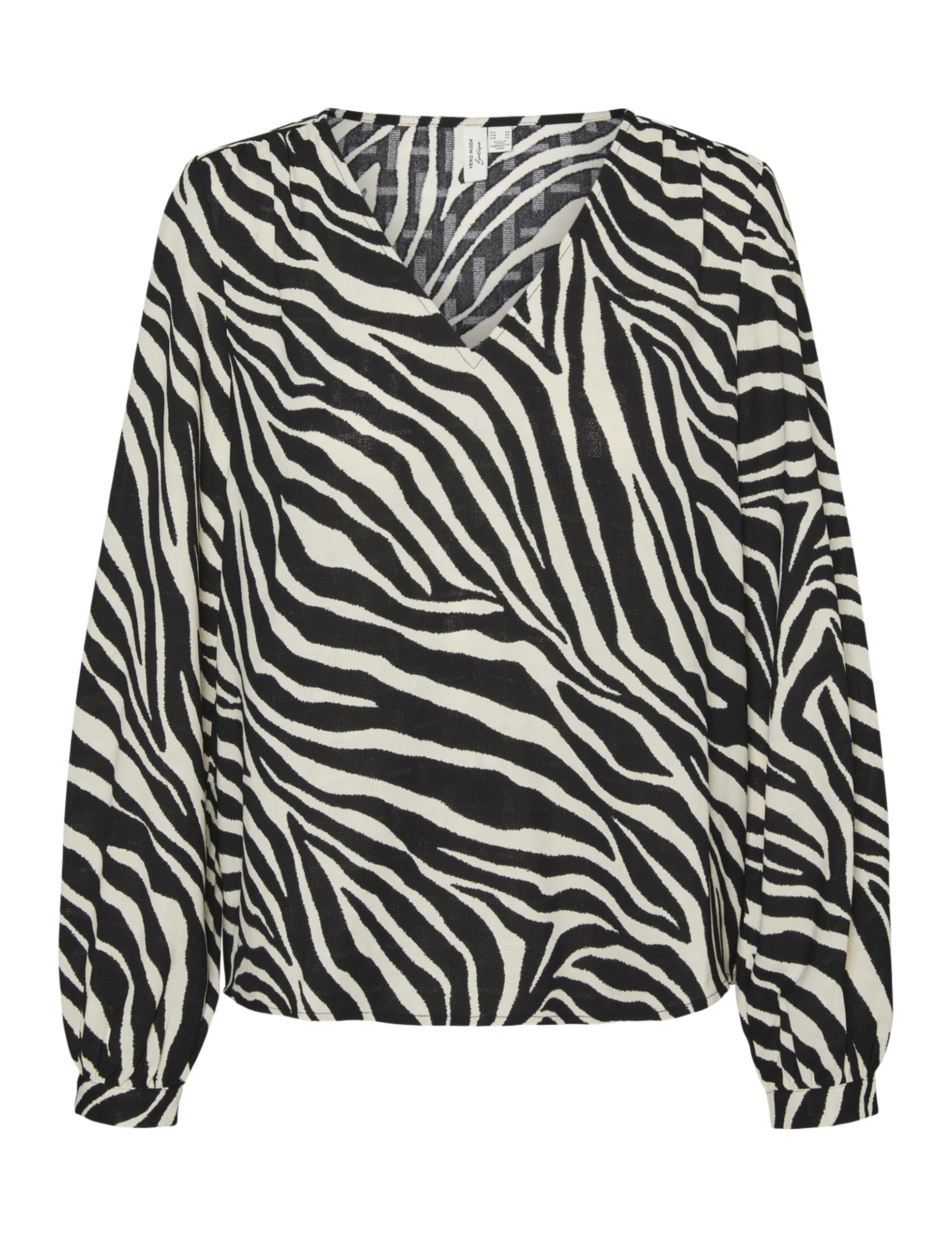 VERO MODA Women's Vmteagan L/S V-Neck Top WVN Btq Ga Long Sleeve Blouse, Birch/AOP: Teagan, S