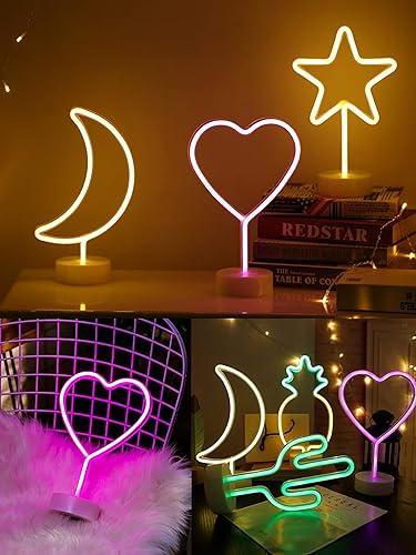 Miniatura 6 de KAQ - Letreros de neón con forma de corazón, funciona con pilas y USB, para dormitorio, fiesta, lámpara de decoración de San Valentín, decoración de