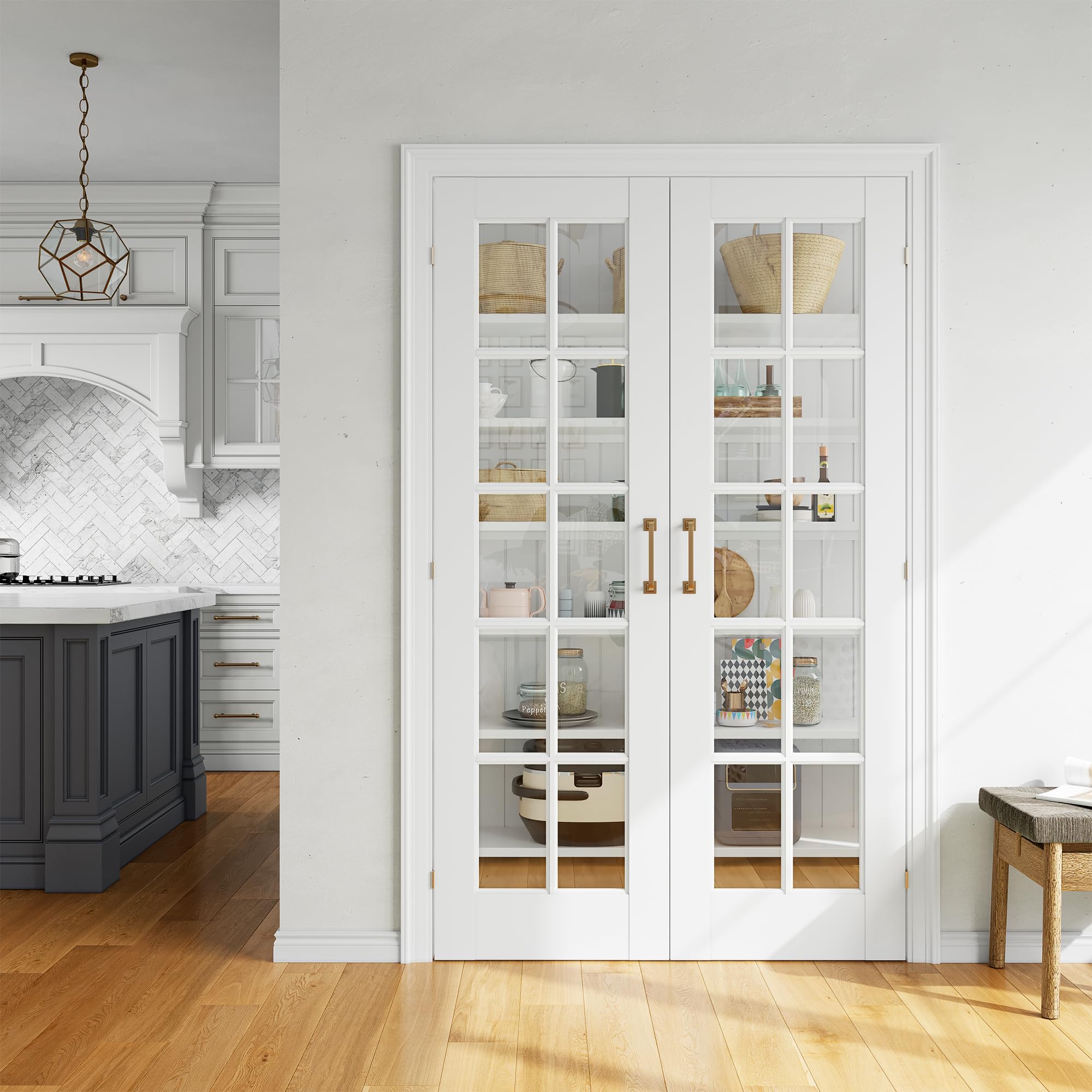 SMARTSTANDARD Clear Glass French Door
