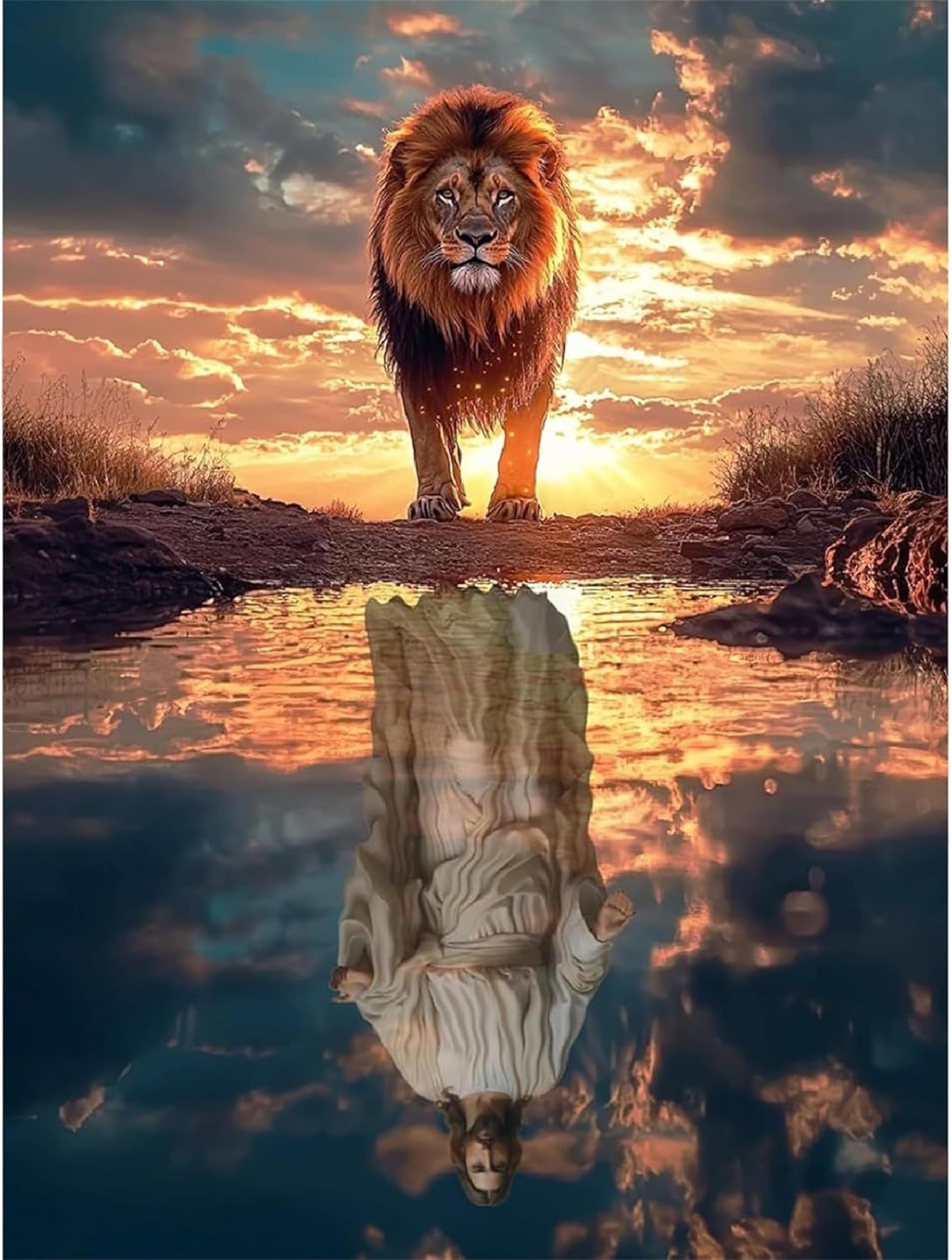 Nianxi DIY Paint by Numbers for Adults,Painting by Number Kits on Canvas,Lion Color by Numbers for Beginner,Gifts Decor for Home Wall Room (Lion)