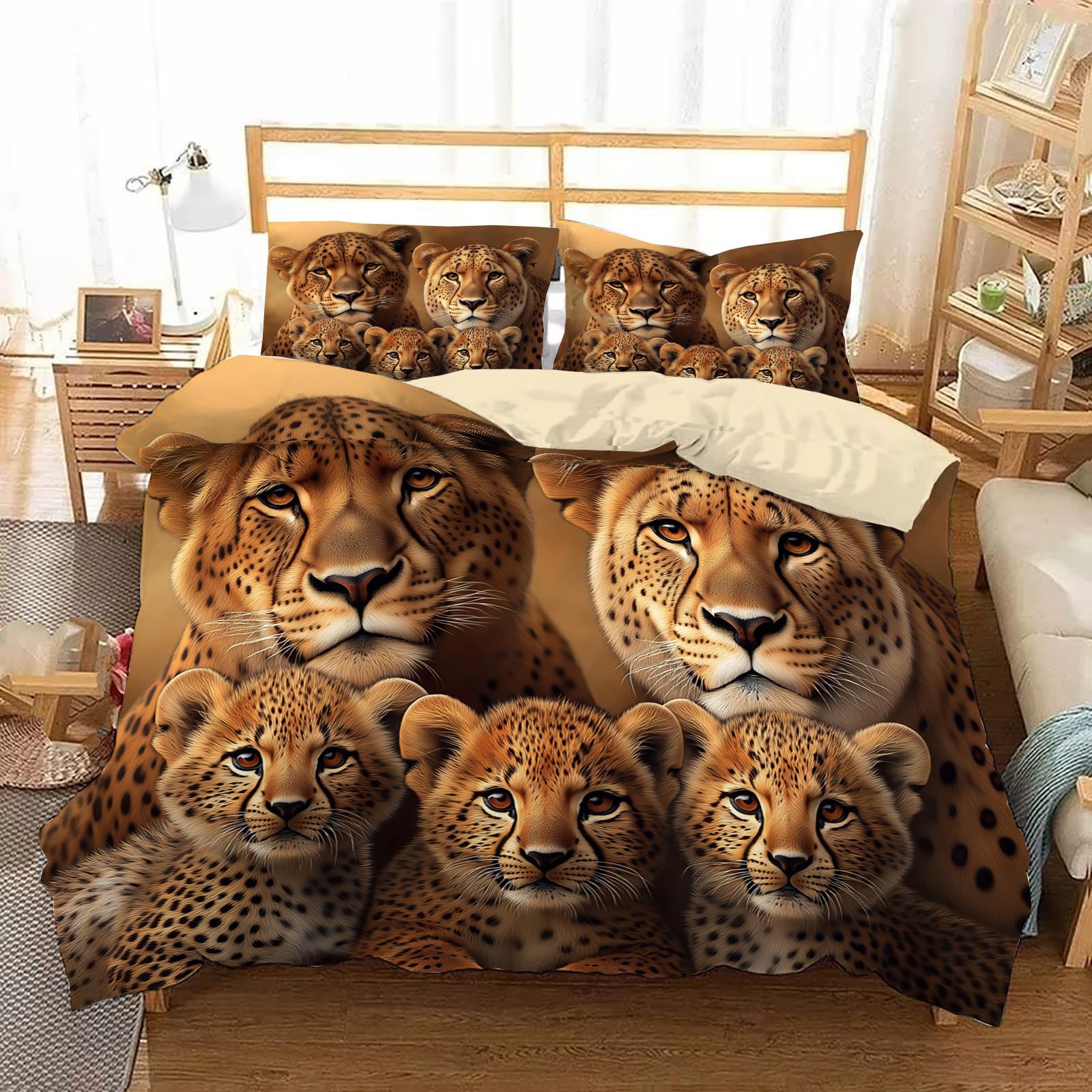 Juegos de funda nórdica con estampado de animales tamaño doble suaves