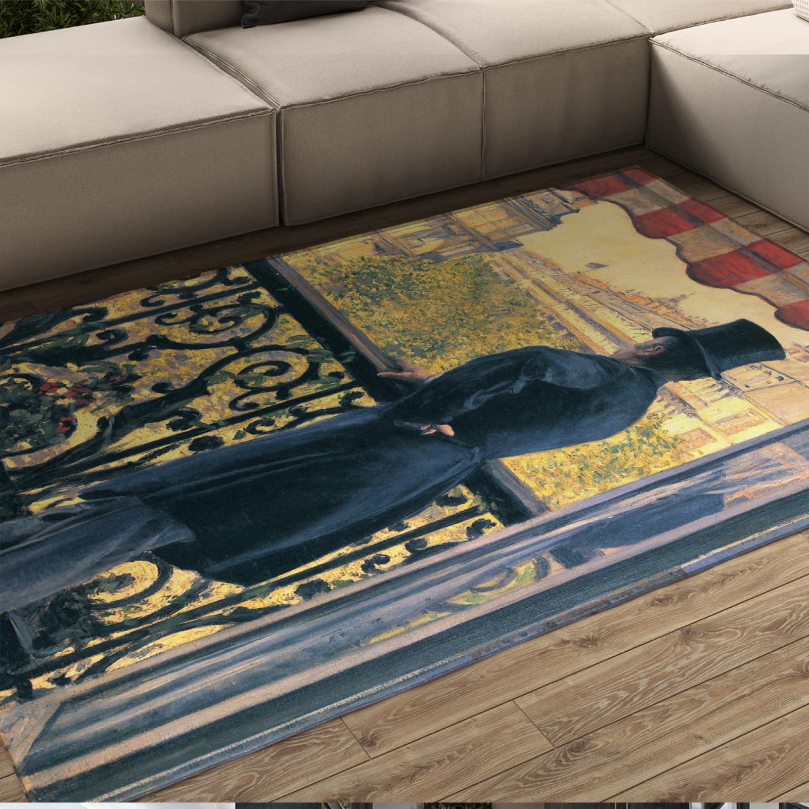 Tapis grand salon Gustave Caillebotte 150x210cm déco chambre et cuisine style Haussmann