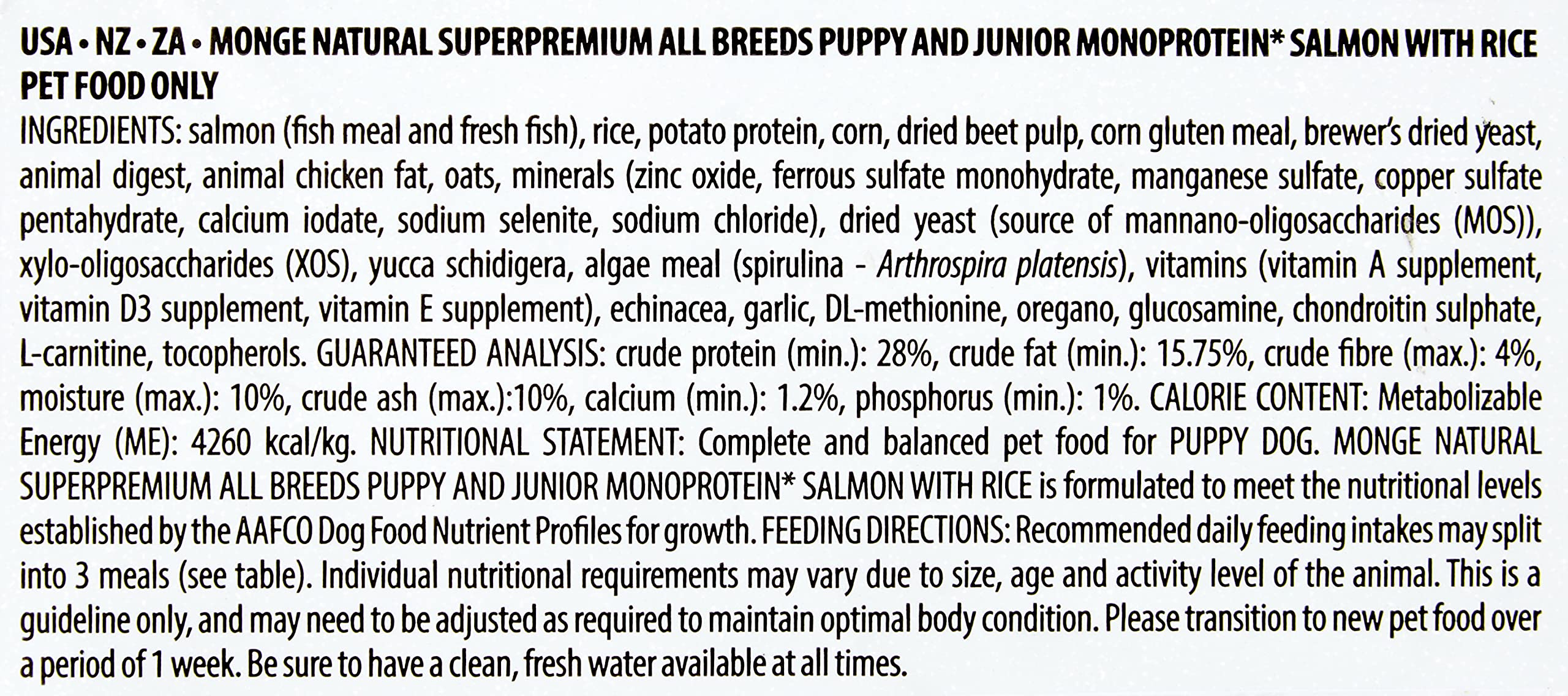 Monge Natural Superpremium PUPPY AND JUNIOR SALMON AND RICE, Hundefutter für alle Rassen (Welpenfutter, Trockenfutter für Hunde mit Lachs & Reis, sehr Ballaststoff- & Vitaminreich, 12 kg)