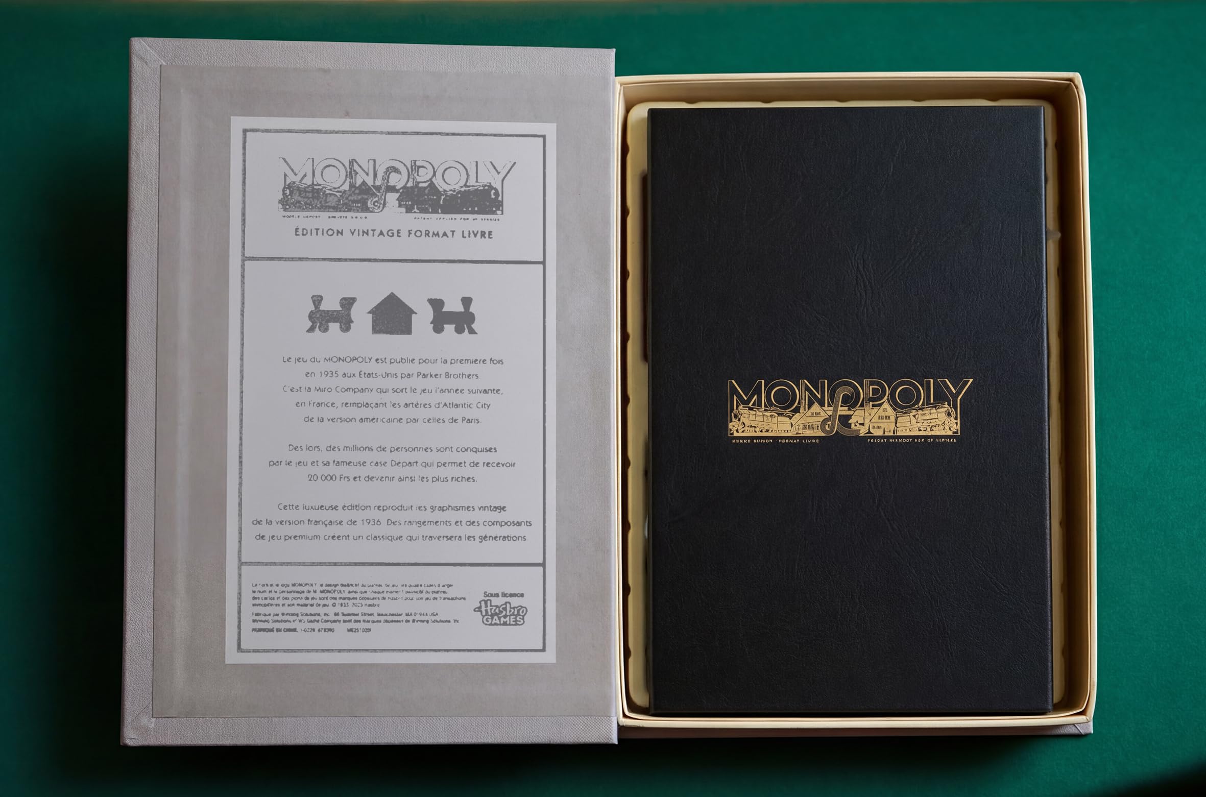 Megableu - Monopoly Édition Vintage Boite Format Livre - Jeu de Société Classique Version 1936 pour Famille & Enfants dès 8 Ans - Monopoly Collector Premium comme Un Livre - 2–6 Joueurs - en Français