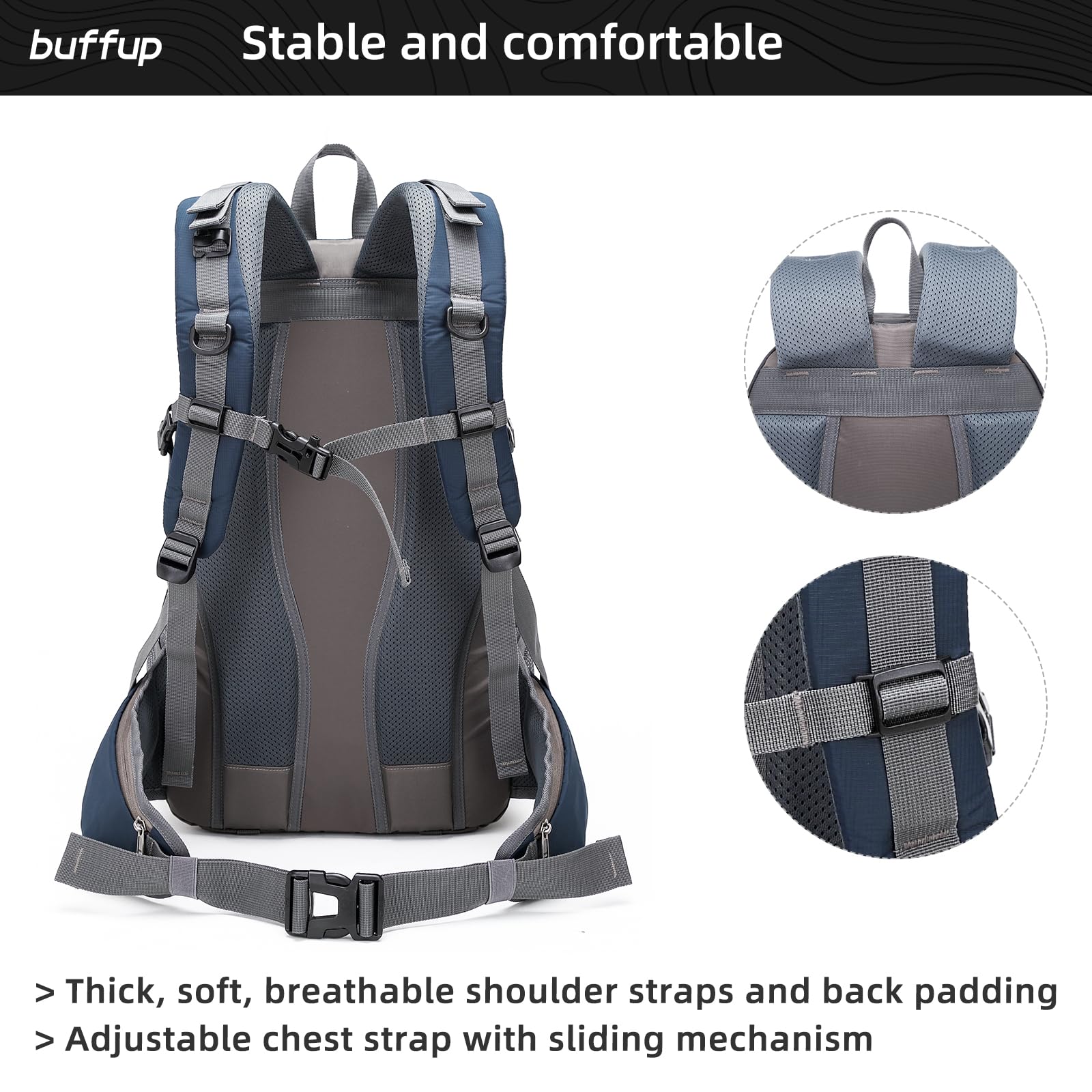 Mochila de senderismo impermeable 40L, mochila de trekking con cubierta para la lluvia, mochila de viaje mochila de día, adecuado para actividades al aire libre, camping y viajes