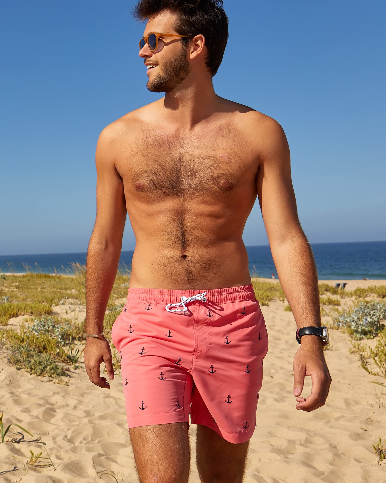maamgic 2 en 1 Bañador con Forro de Compresión con Cremallera Hombre Shorts de Baño Shorts de Playa Traje de Baño para Natación Secado Rápido para Vacaciones