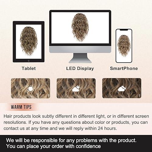 Miniatura 7 de Flufymooz Extensión de cola de caballo, extensión de cola de caballo de 12 pulgadas, extensiones de cabello sintético natural para mujeres (rubio