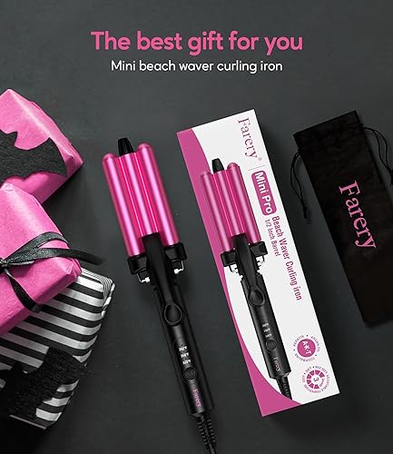 Miniatura 6 de Mini rizador de pelo ondulado de 3 temperaturas ajustables, rizador de 3 barriles para cabello corto, rizador de cabello para mujeres, ondas de