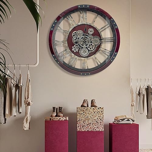 Miniatura 6 de DORBOKER - Reloj de pared con engranajes móviles originales de 36", reloj de pared industrial grande para decoración de sala de estar, relojes de