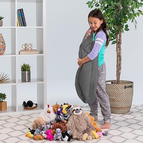 Miniatura 33 de Posh Stuffable - Sillón puff con almacenamiento para niños, contenedor de animales de peluche, organizador de juguetes de niños Lienzo Burbujas Azul