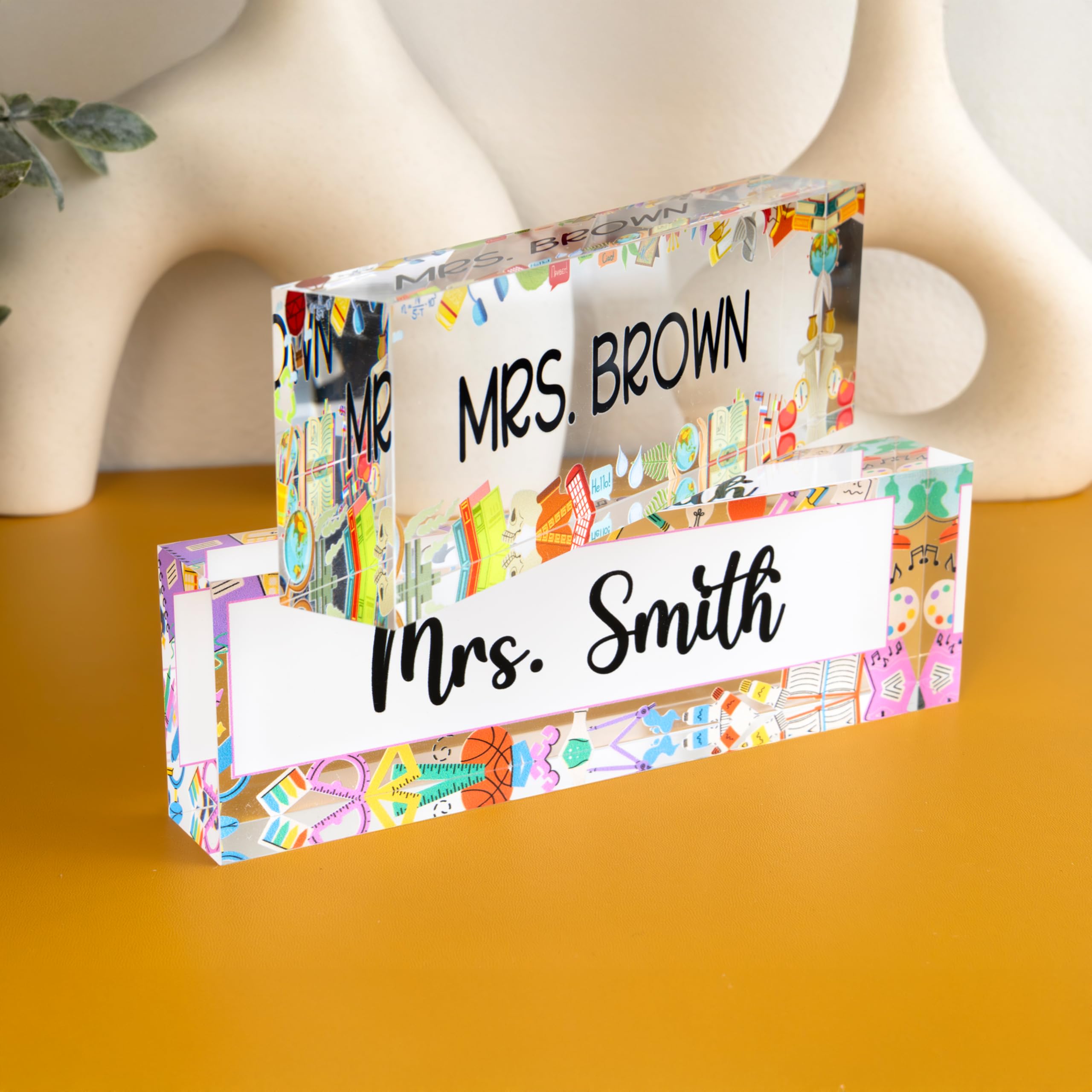 Personalized Teacher Name Plate for Desk, 12 Designs, 9 Fonts, 2 Sizes, Custom Acrylic Desk Name Plate for Women, Men, Appreciation Gifts for Teacher,