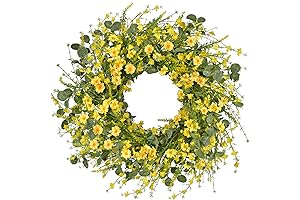 24" Artificial Daisy and Eucalyptus Spring Front Door Wreath