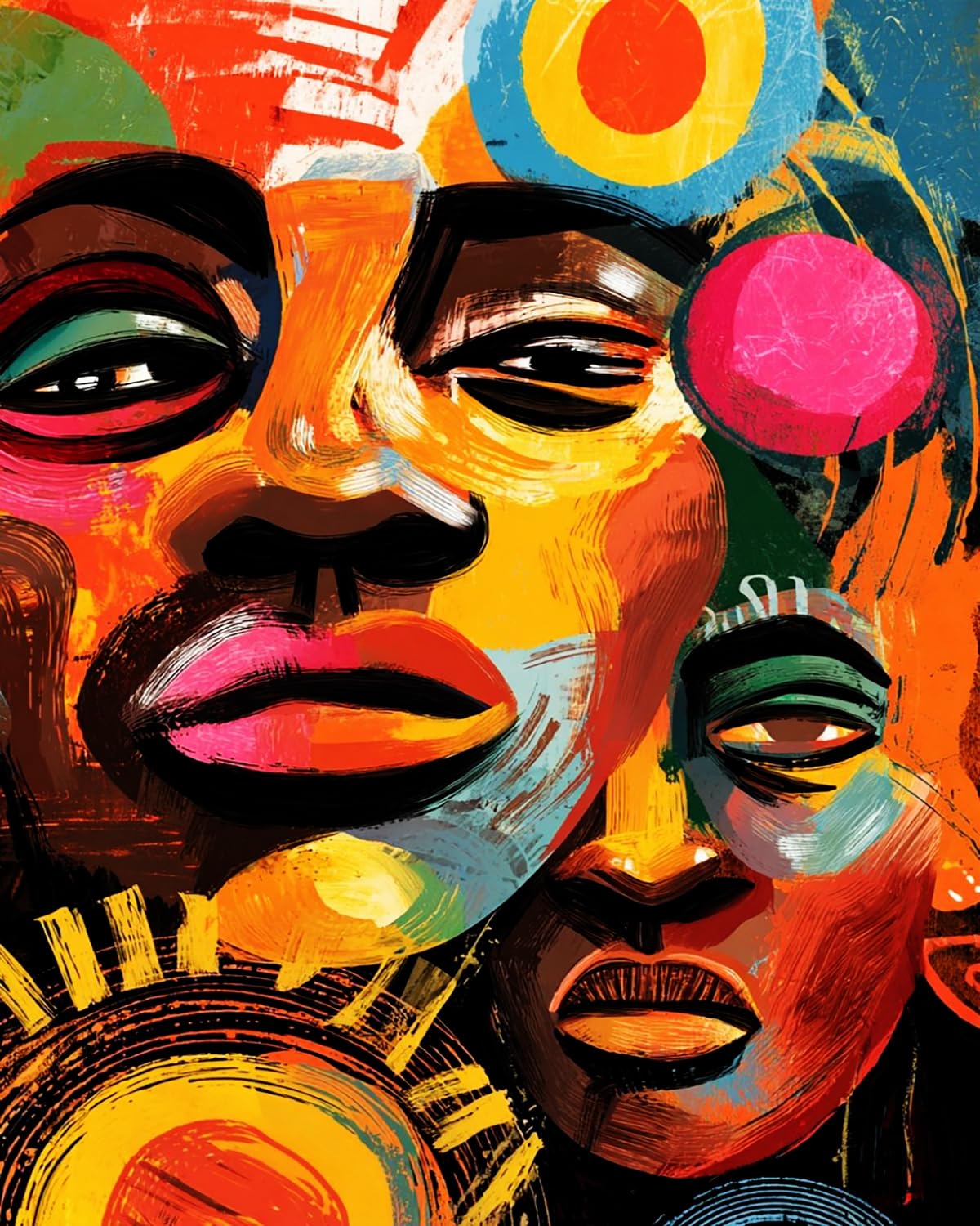 Liubaishi Multicolour Paint By Numbers Kit For Adults, Colourful African Faces Theme, 40X50 Cm Acrylic Canvas Painting Set