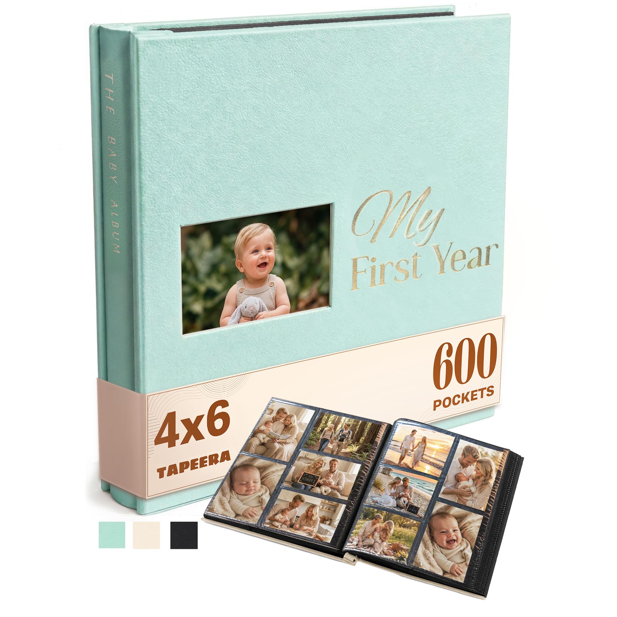 Hardcover Baby Photo Album 6x4 with 600 Pockets - Baby Memory Book Keepsake