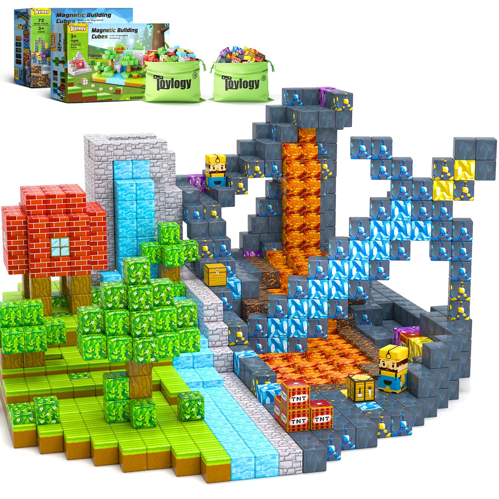 Amazon.com: 120PCS Magnetic Blocks-Build Mine Magnet World Set for