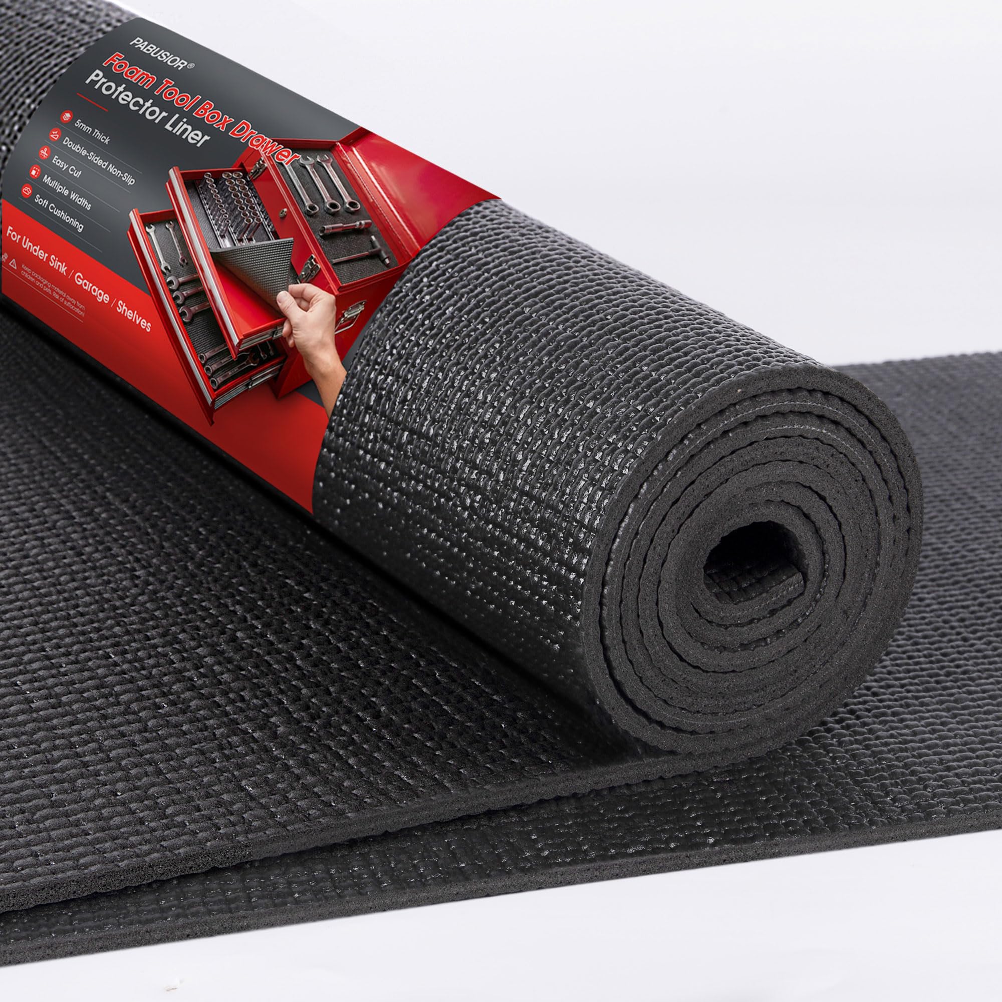 PABUSIOR Forro extra de 5 mm de grosor, 24 pulgadas de ancho, revestimiento antideslizante para cajones de gabinete de cocina, tapete fácil de cortar debajo del fregadero para caja de herramientas
