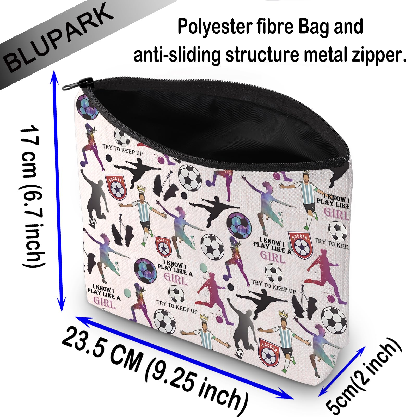 Soccer Football Lover Gift I Know I Play Like a Girl Try to Keep Up Makeup Bag Football Fan Player Gift Gift for Her (Try to Keep Up) - Image 2