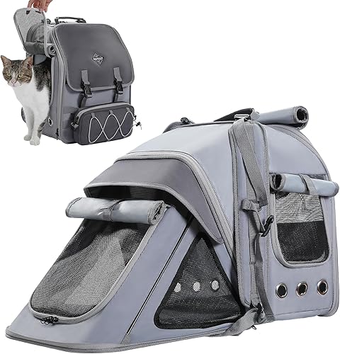 PAWZ Road Transportador expandible para gatos con bolsa desmontable, mochila para gatos grandes, mochila transportadora de mascotas para perros