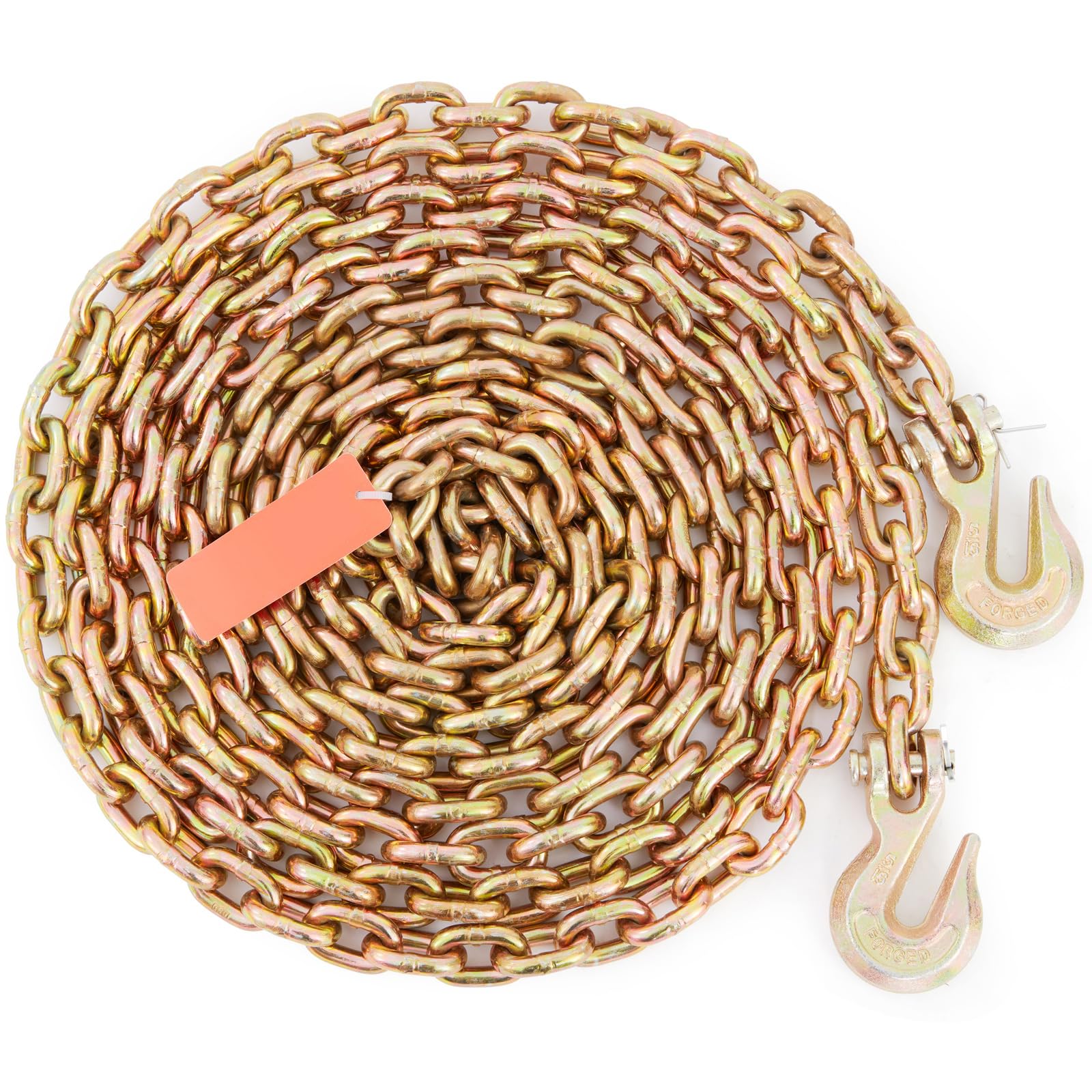 Happybuy Transport Binder Chain, 4900lbs Working Load Limit, 5/16''x20' G80 Tow Chain Tie Down with Grab Hooks, DOT Certified, Galvanized Manganese Steel, 2-Pack