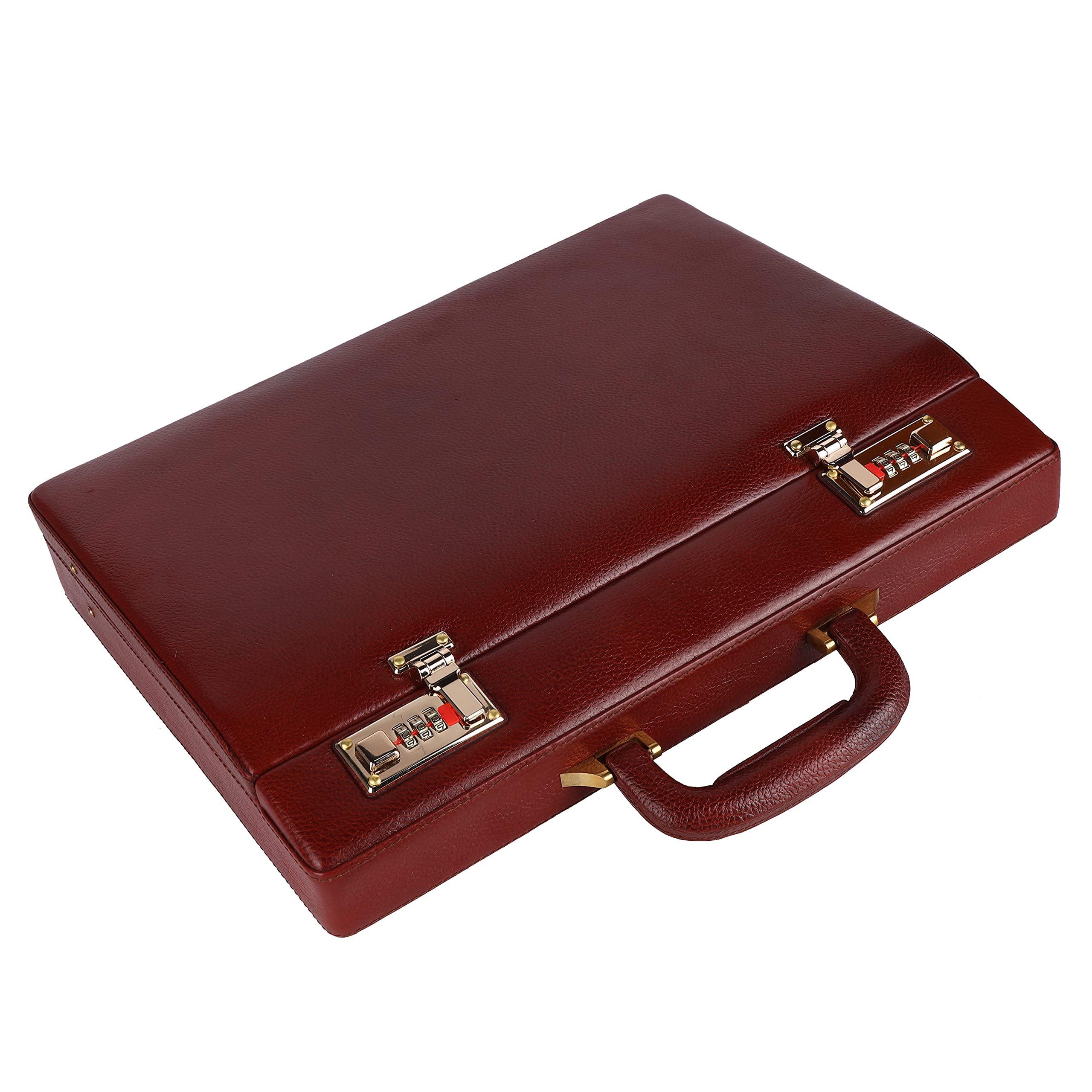 Expandable Genuine Leather Briefcase for Men, Travel Office Bag with Dual Combination Lock Protection, Hand Bag for Men, Spacious