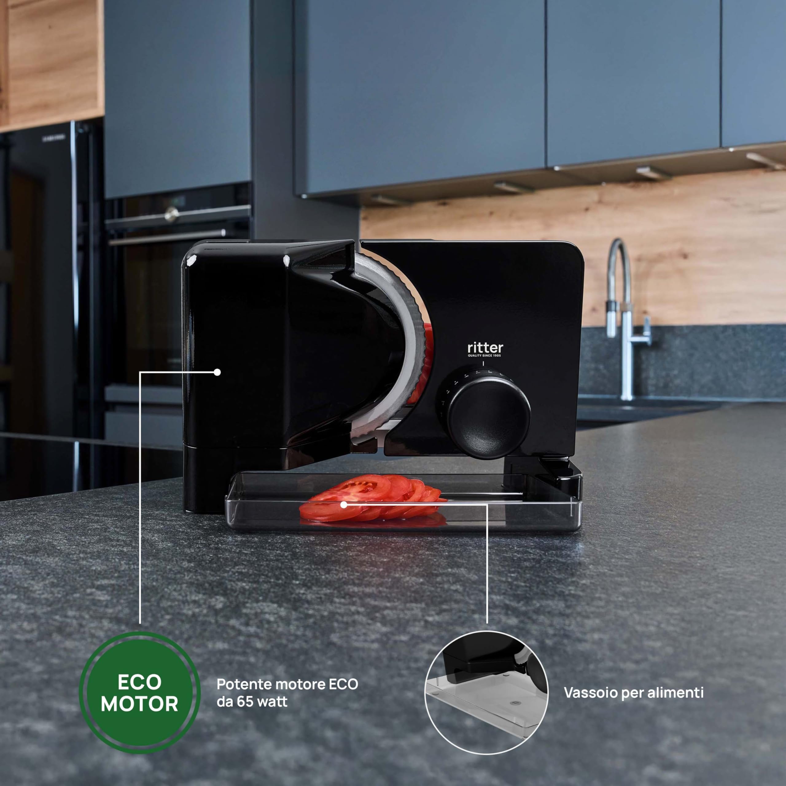 affettatrice universale ritter E 16 Duo Plus, affettatrice universale elettrica con motore ECO, made in Germany, nero