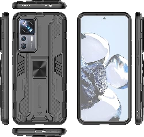 Funda compatible con Xiaomi 12T Pro 5G, soporte magnético integrado para automóvil, a prueba de golpes, compatible con Xiaomi 12T Pro 5G, funda