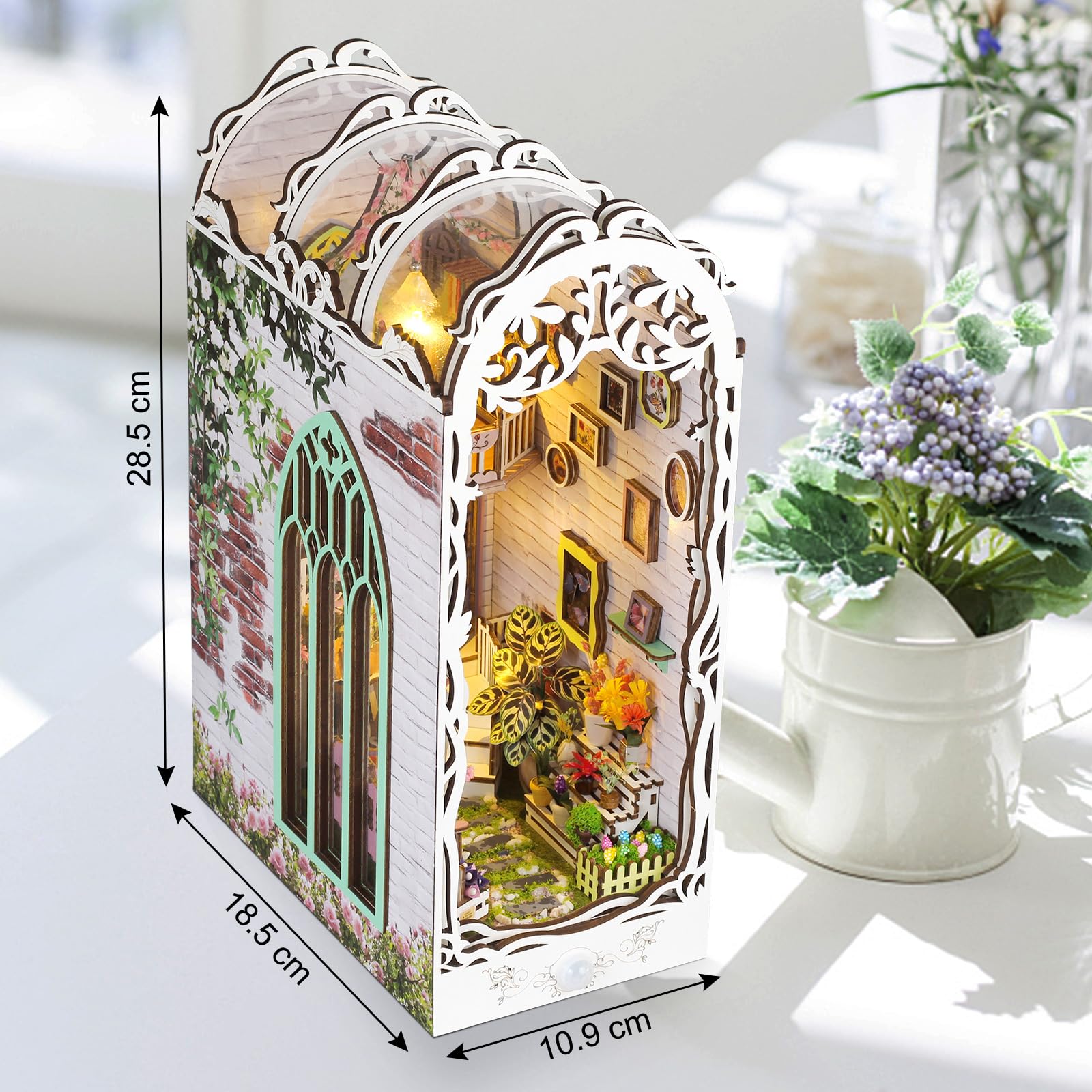 Cuteefun Book Nook zestaw drewniany do budowania miniaturowy domek dla lalek podpórki do książek