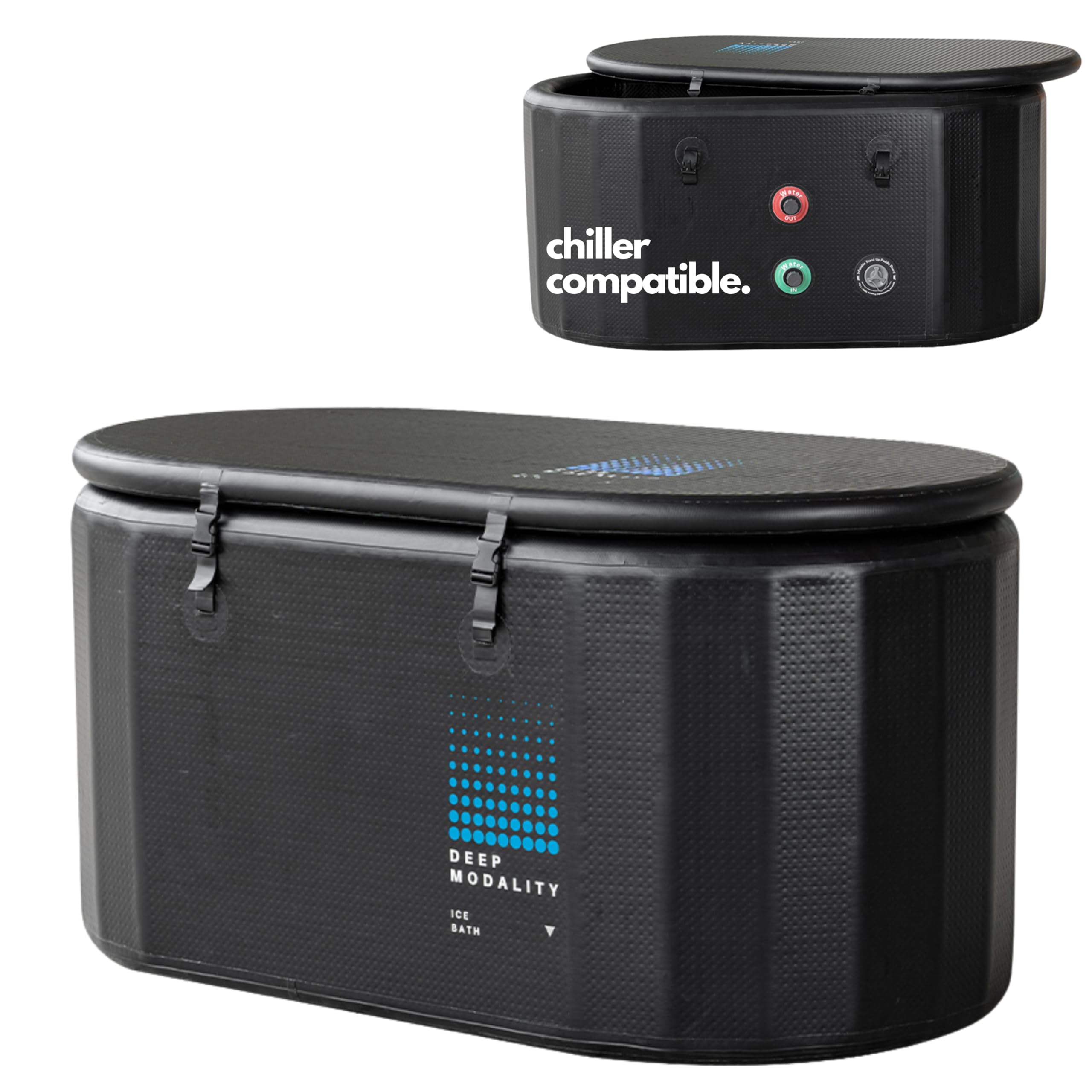 Premium XL Lay Down Ice Bath Tub for Athletes - Inflatable, Portable Cold Plunge Tub with Chiller Connectivity - 116 Gallon Capacity, 54"L x 30"W x 24"H - Wellness & Recovery at Home