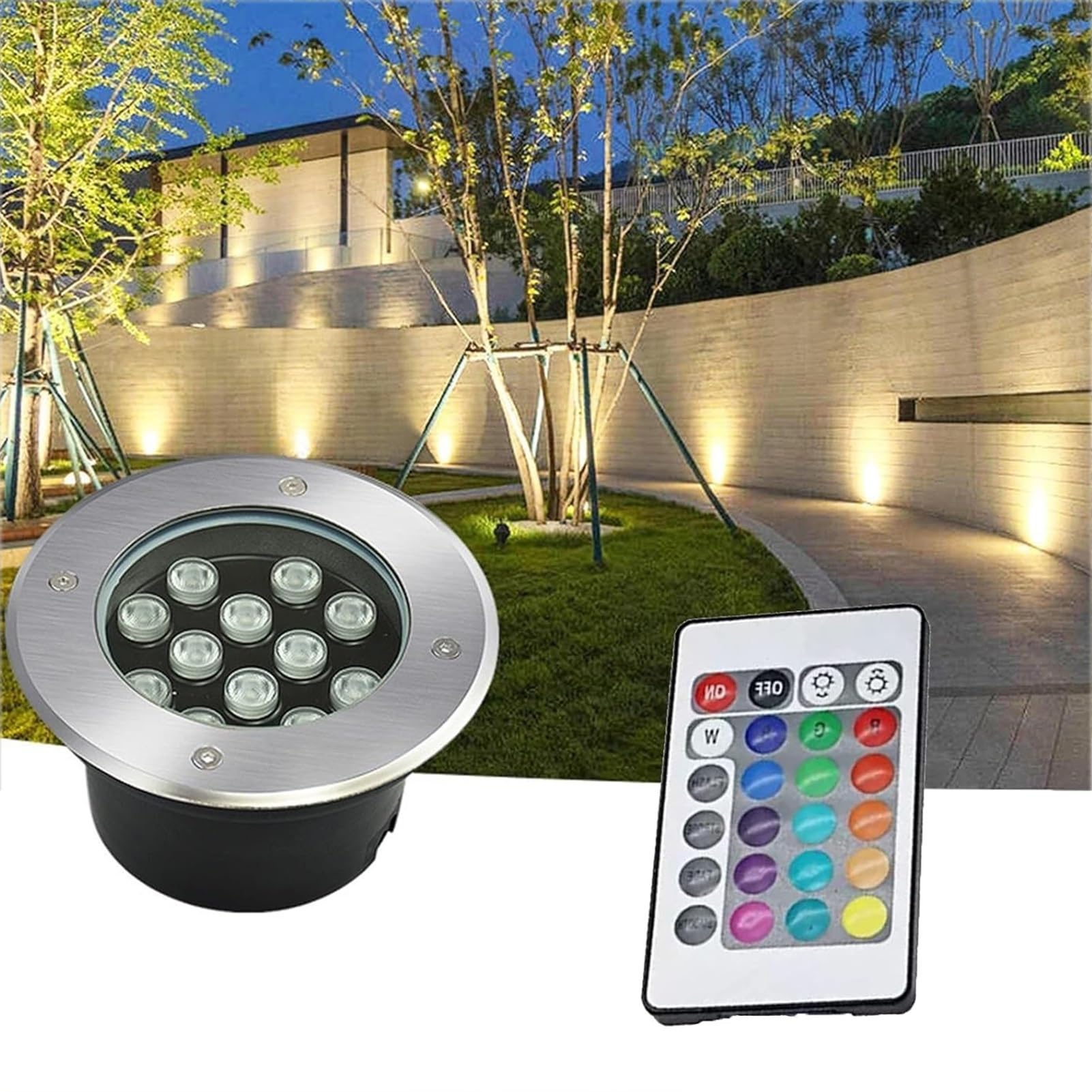 Luces De Paisaje Submarino - Foco LED Piscina, Foco Sumergible IP68, Foco Sumergible LED con Cambio De Color RGB, para Jardín, Focos De Piscina, con Mando A Distancia(12V,6w)