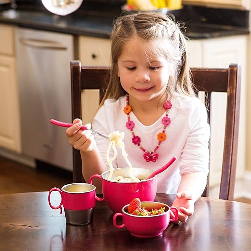 Miniatura 3 de Innobaby Din Din Smart - Vaso de acero inoxidable (9 onzas) con asa para bebés, niños pequeños y niños. Sin BPA, rosa, 9.5 onzas