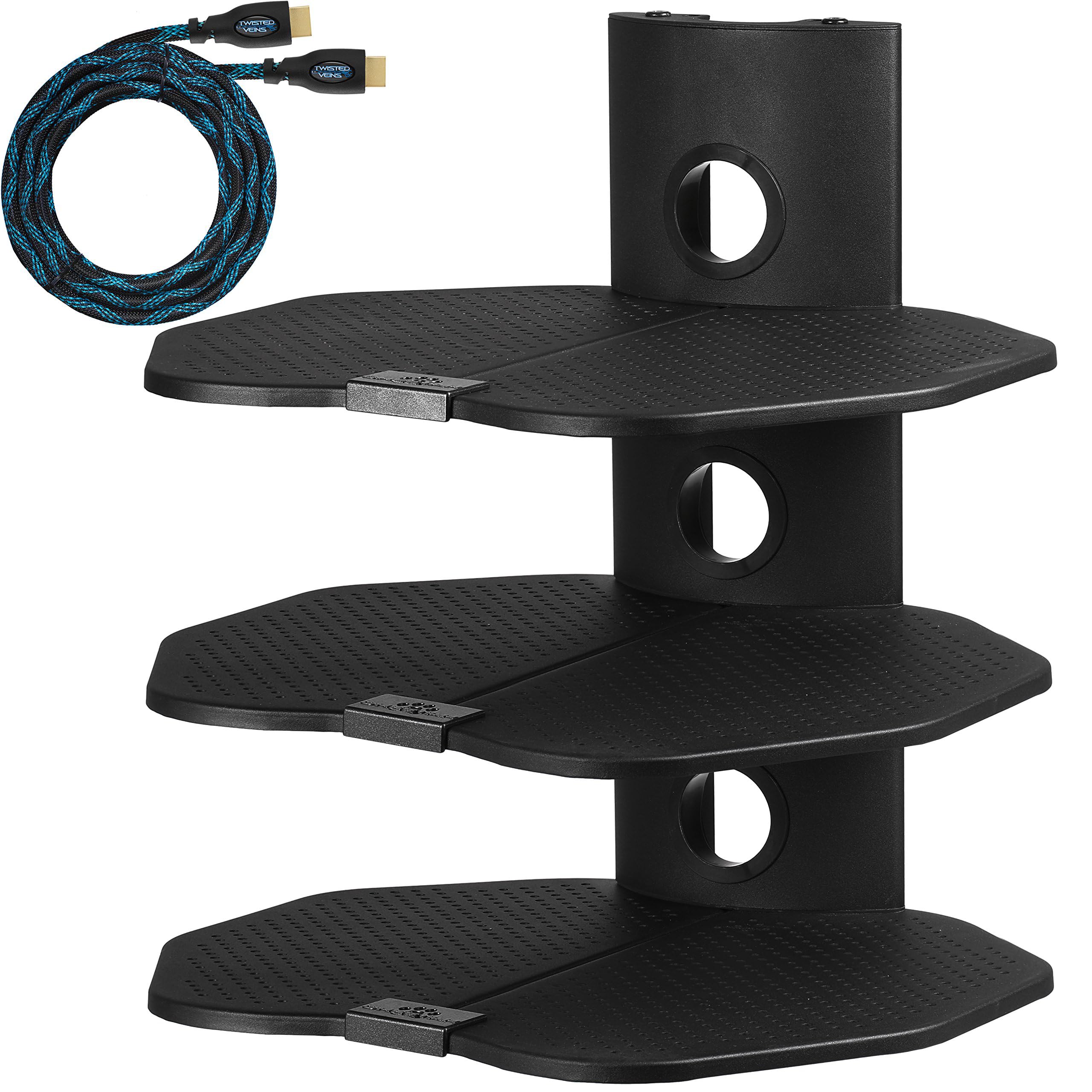 Cheetah TV Wandhalterung 3 Regalhalterung, Komponentenregale Zubehör, Unterhaltungskonsole zum Halten von Unterhaltungsgeräten, Konsolen, Kabelmanagement, inklusive 4,6 m HDMI-Kabel