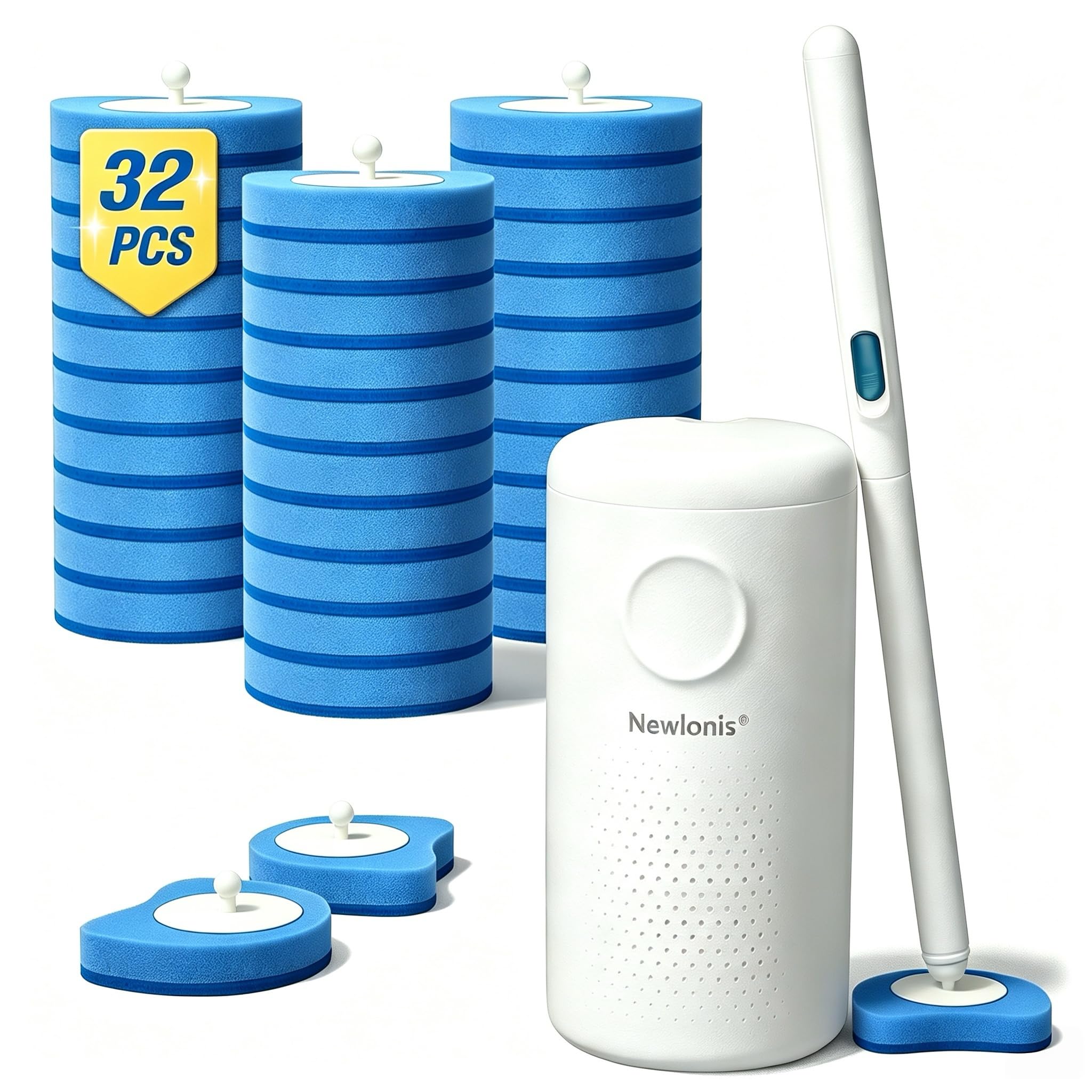 Disposable Toilet Bowl Brush with 32 Scented Toilet Wand Refills