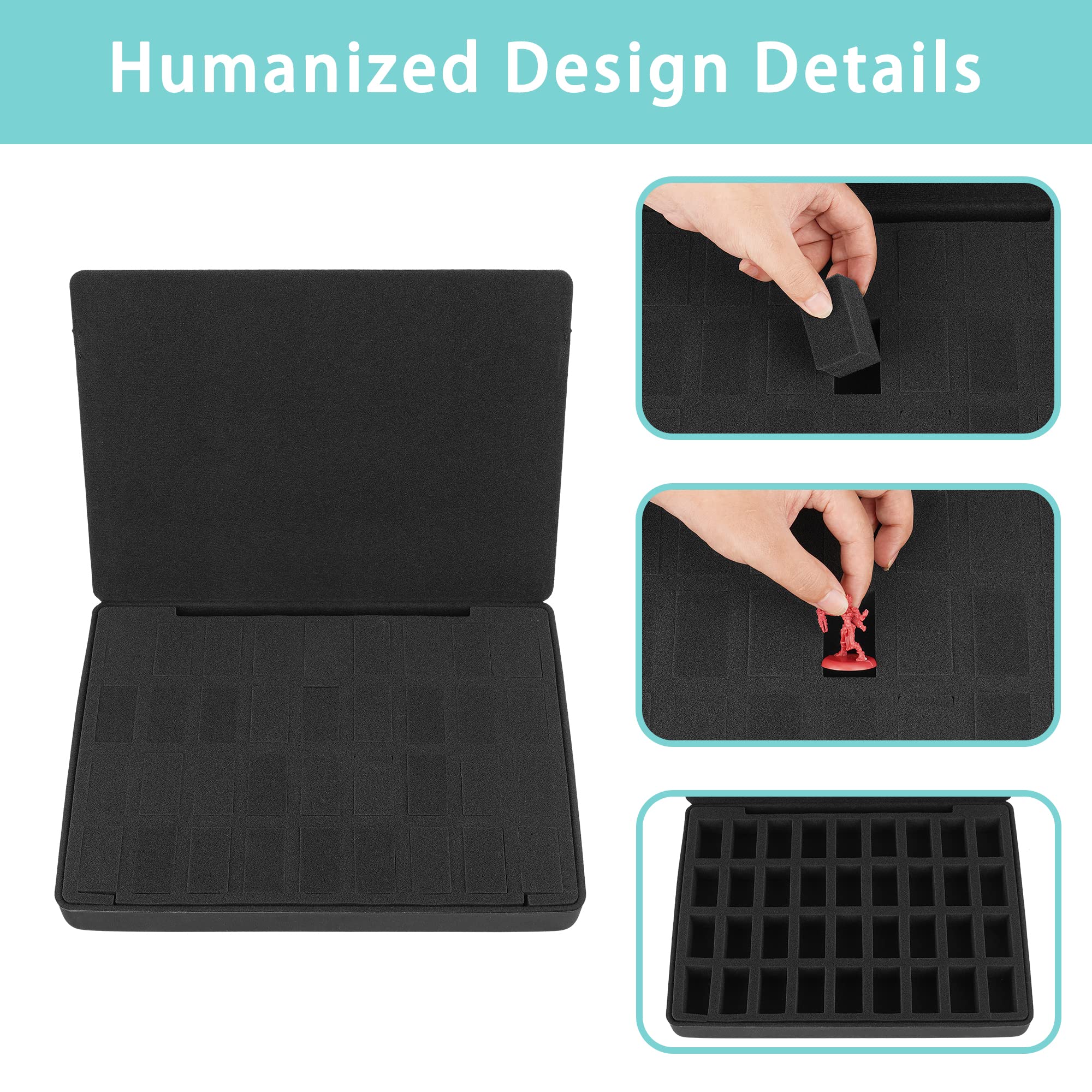 Minahao Hard EVA Miniature Storage Case - 36 Slot Pre-Cut Foam For 25-28mm Miniatures (40k, D&D Compatible)-383216