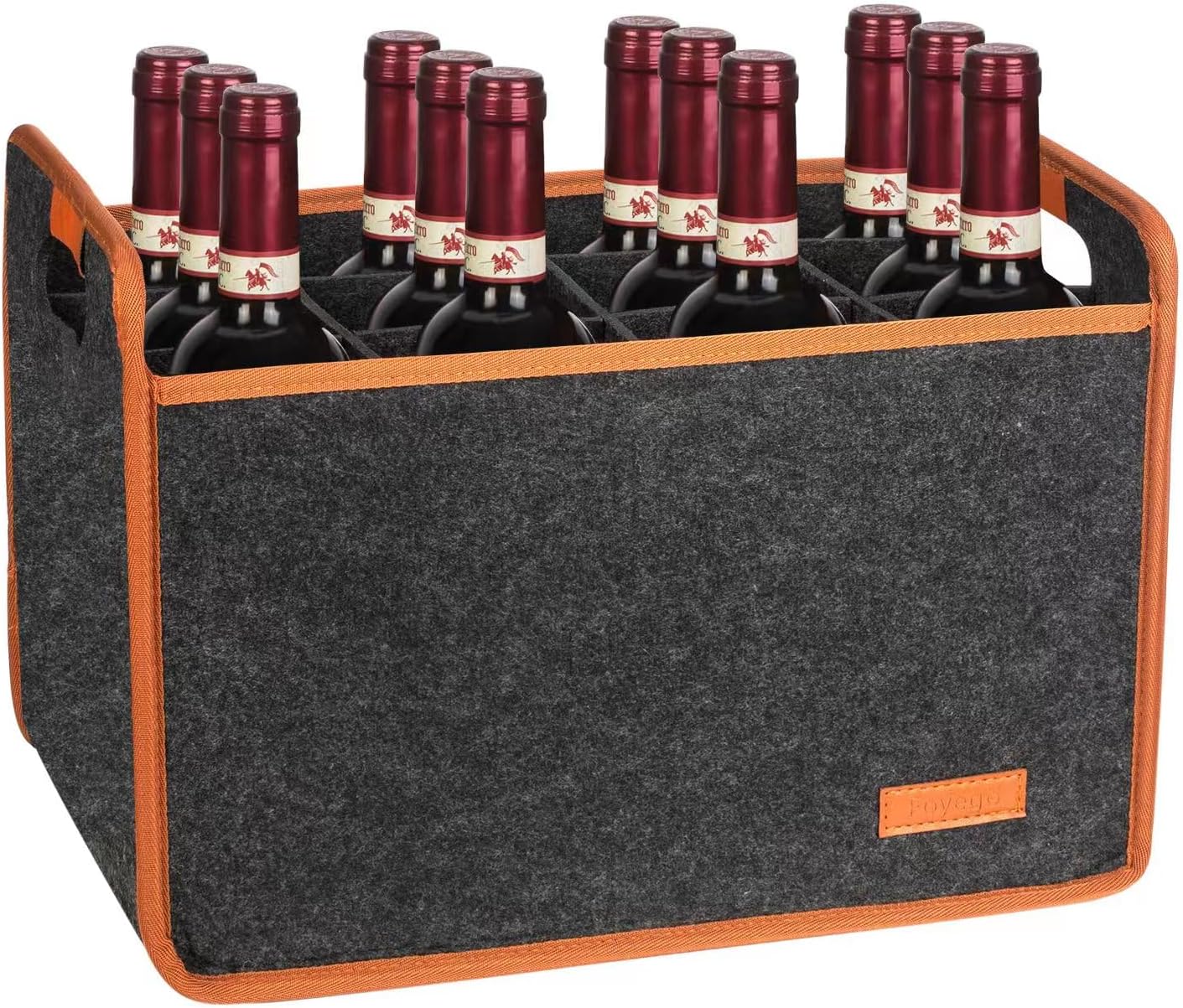 Foyego 2 Pack 12 Bottle Wine Tote Bag, Insulated Thermal Padded Wine Carrier Tote, Reusable Wine Bags for Wine Bottles Travel, Camping and Picnic, Perfect Wine Lover Gift