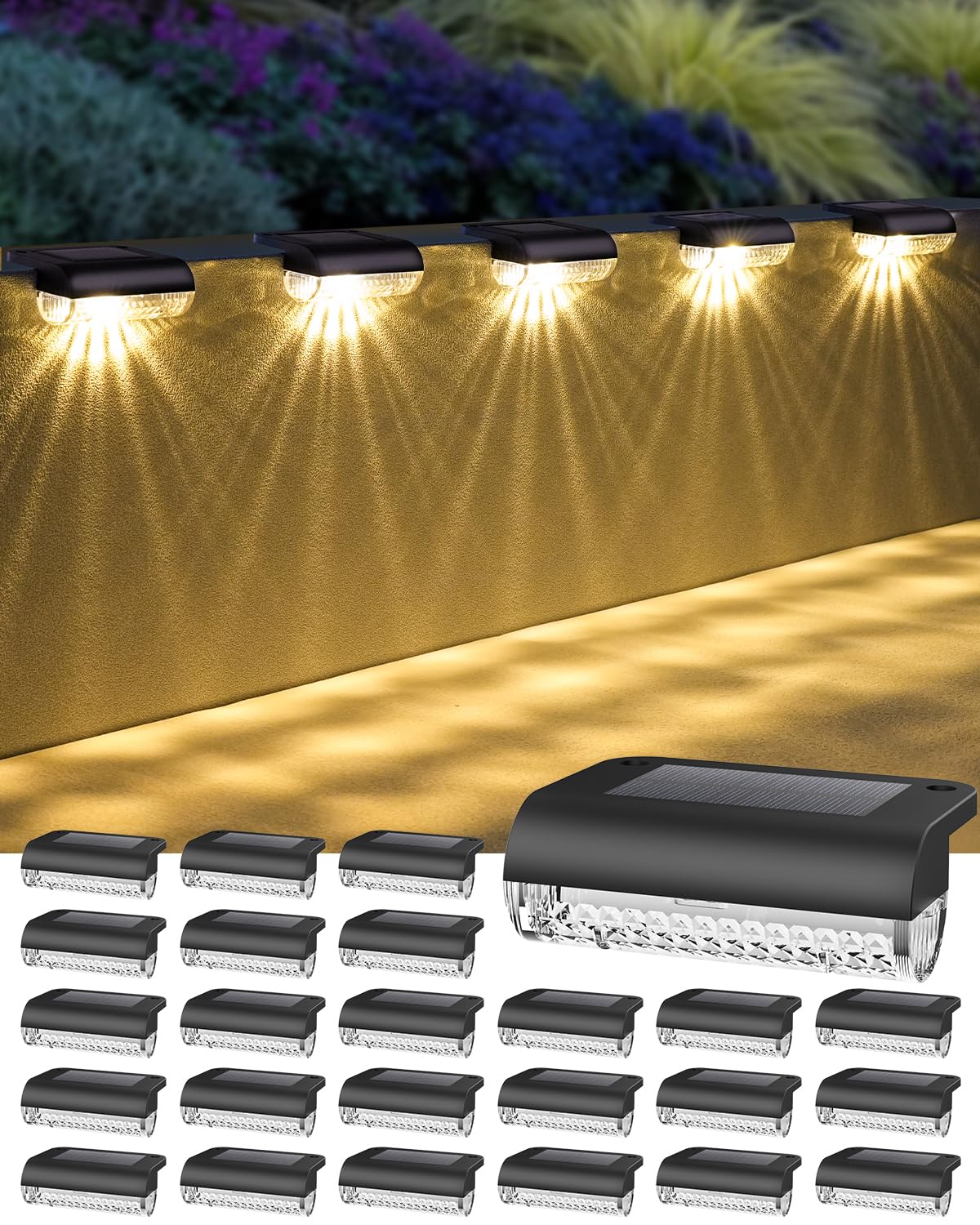 Herzila 24 Pack Solar Step Lights Outdoor