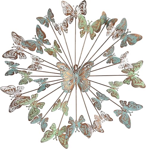XAONIEN Decoración de pared de mariposa de metal grande de 24" para interiores y exteriores