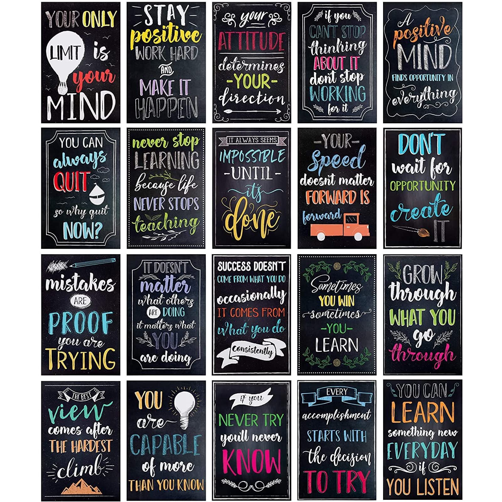 Inspirational Quote Posters, Growth Mindset Designs for Classroom